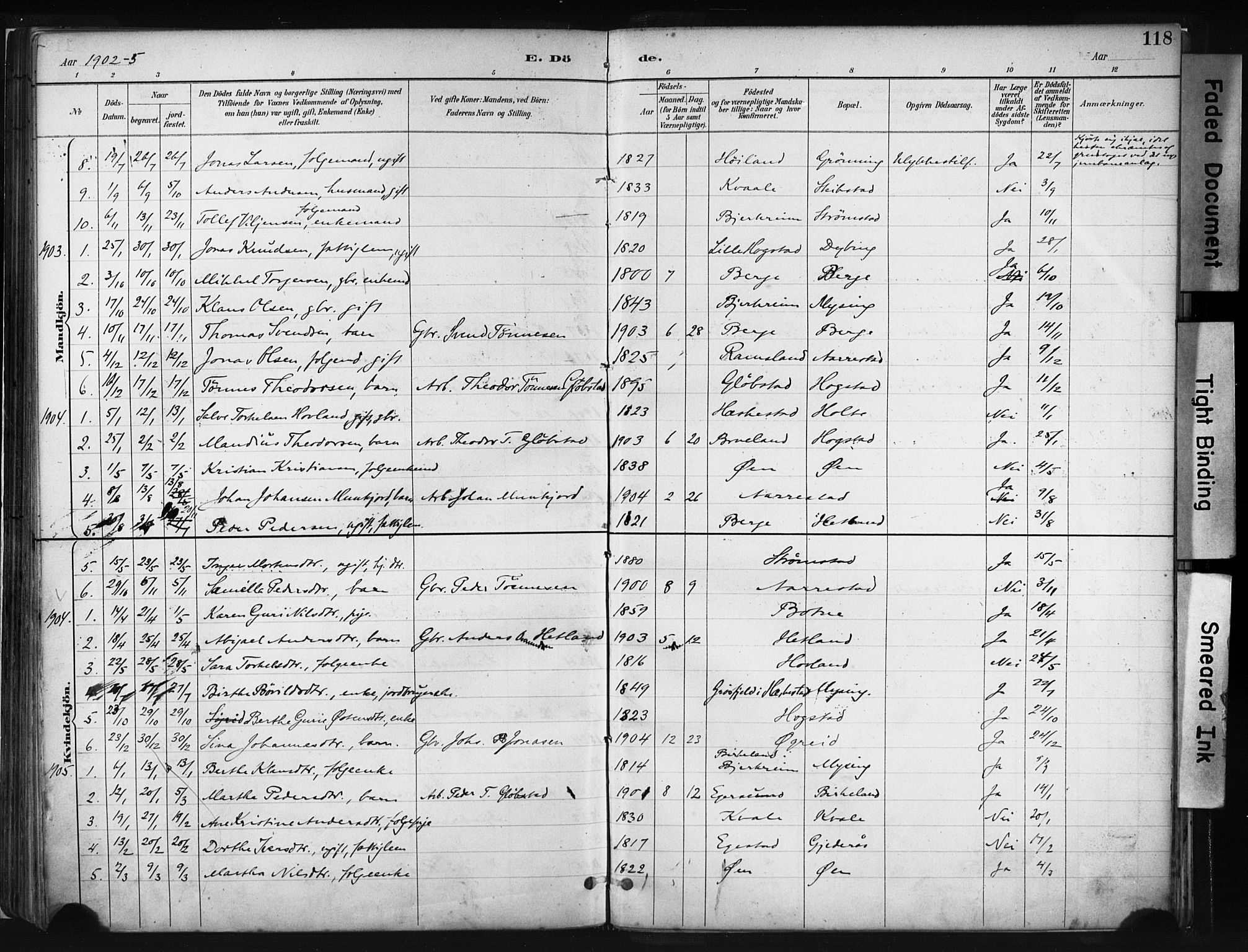 Helleland sokneprestkontor, SAST/A-101810: Parish register (official) no. A 8, 1887-1907, p. 118