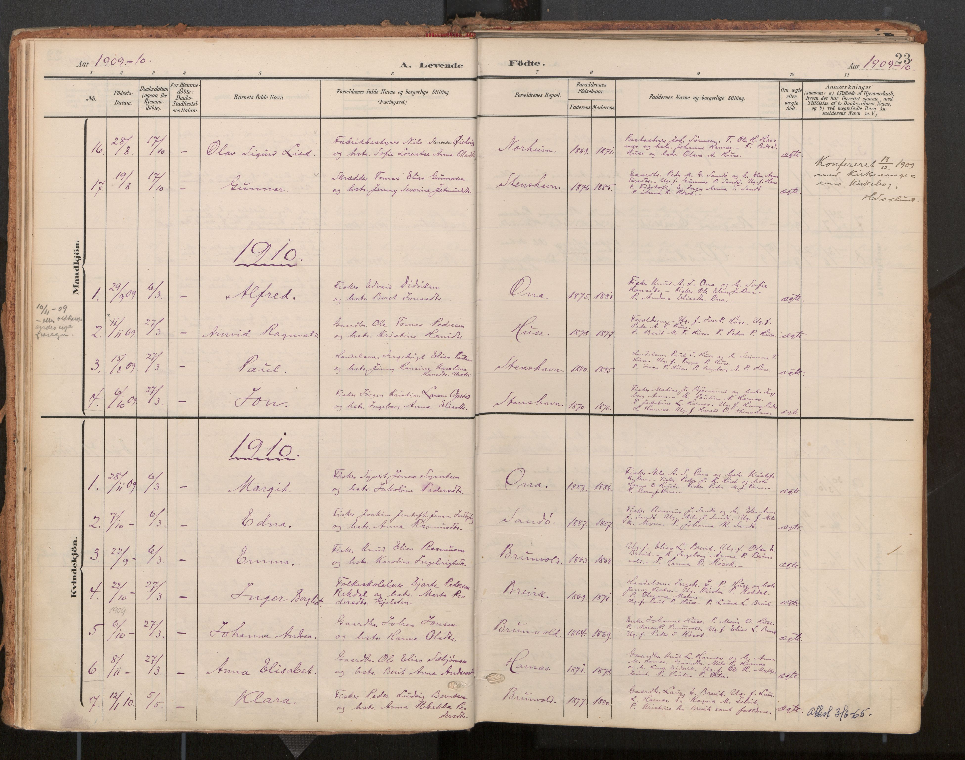 Ministerialprotokoller, klokkerbøker og fødselsregistre - Møre og Romsdal, AV/SAT-A-1454/561/L0730: Parish register (official) no. 561A04, 1901-1929, p. 23