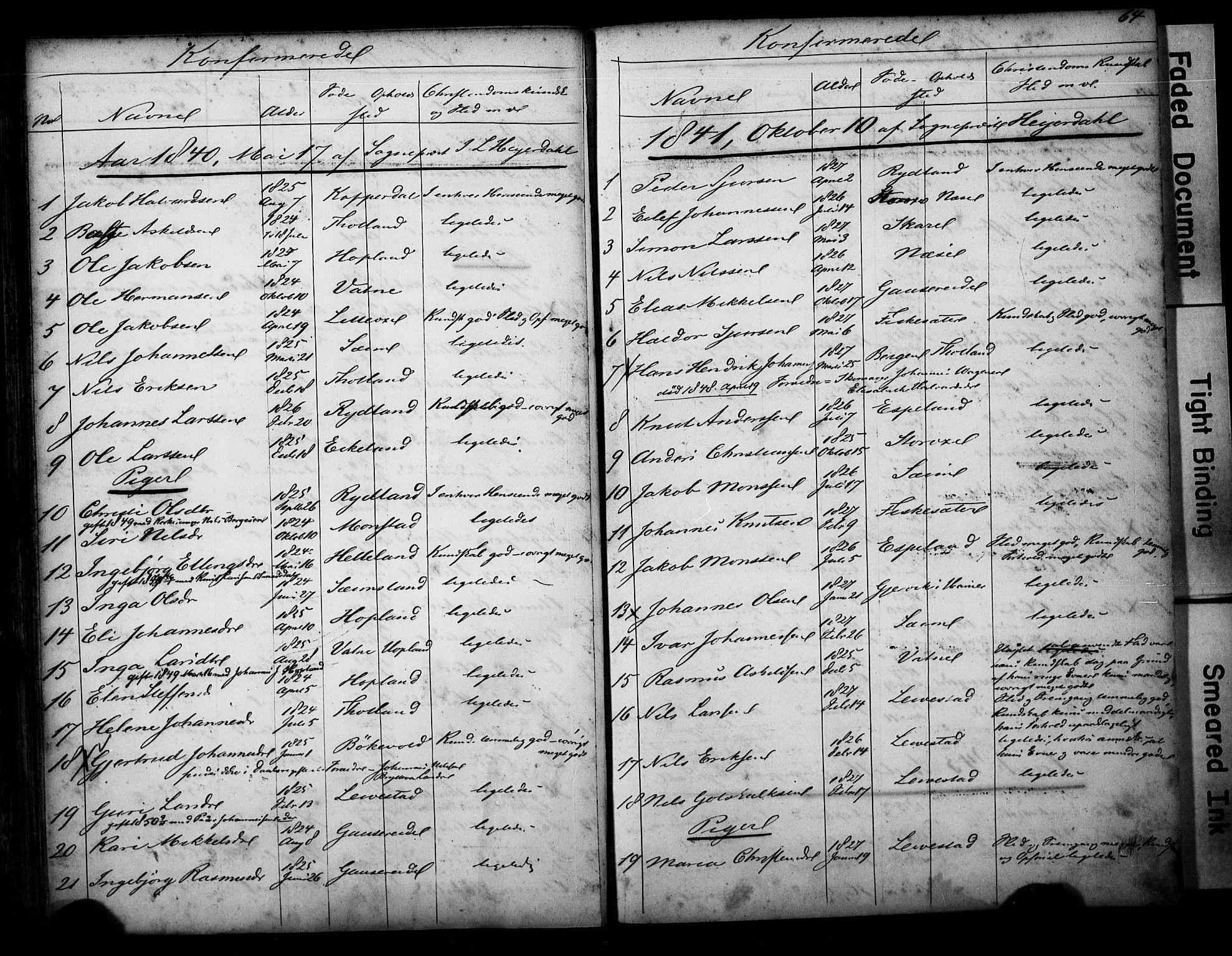 Alversund Sokneprestembete, SAB/A-73901/H/Ha/Hab: Parish register (copy) no. D 1, 1800-1870, p. 64