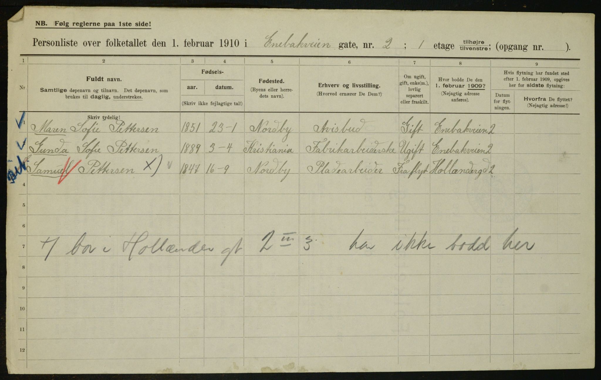 OBA, Municipal Census 1910 for Kristiania, 1910, p. 19214