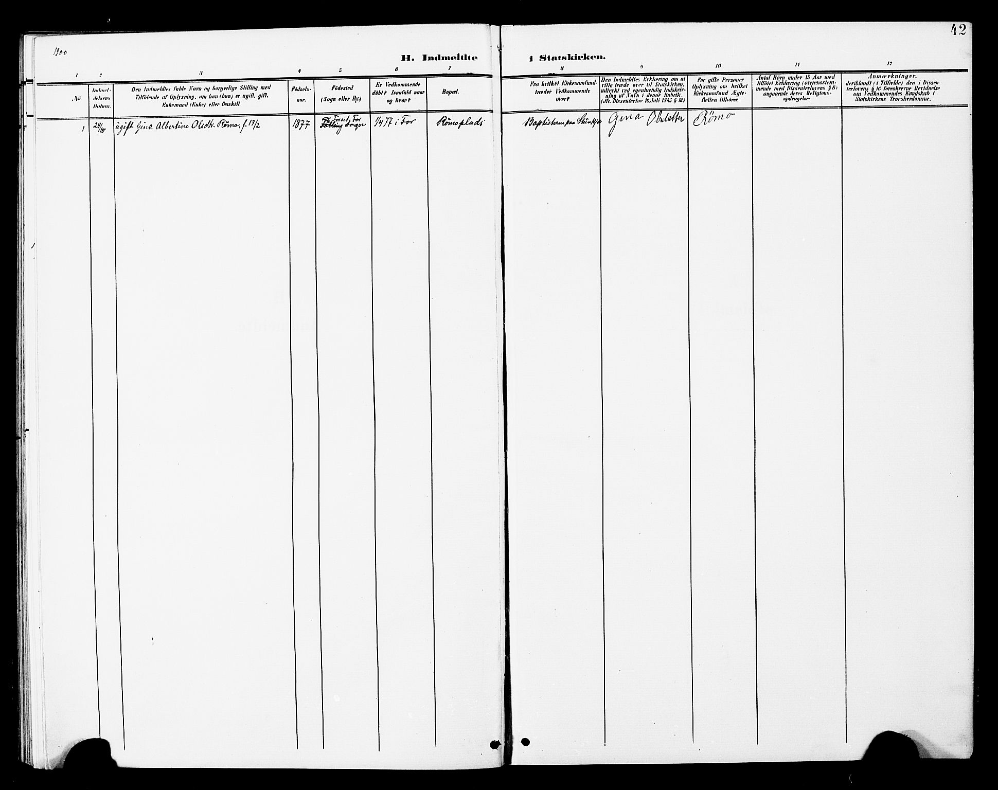 Ministerialprotokoller, klokkerbøker og fødselsregistre - Nord-Trøndelag, SAT/A-1458/748/L0464: Parish register (official) no. 748A01, 1900-1908, p. 42