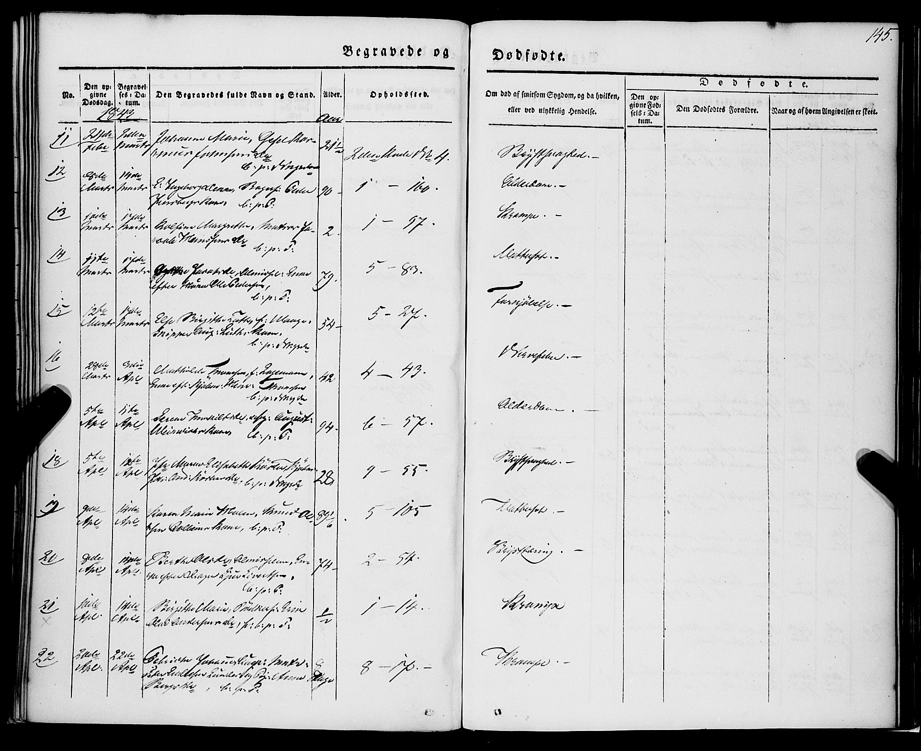 Nykirken Sokneprestembete, AV/SAB-A-77101/H/Haa/L0041: Parish register (official) no. E 1, 1833-1850, p. 145