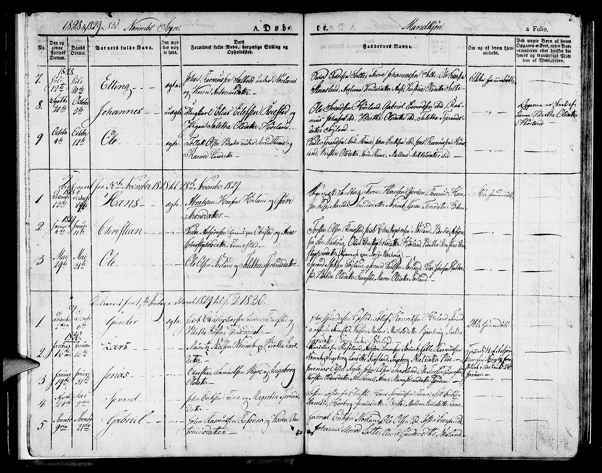 Hå sokneprestkontor, SAST/A-101801/001/30BA/L0004: Parish register (official) no. A 4.1 /1, 1826-1841, p. 6