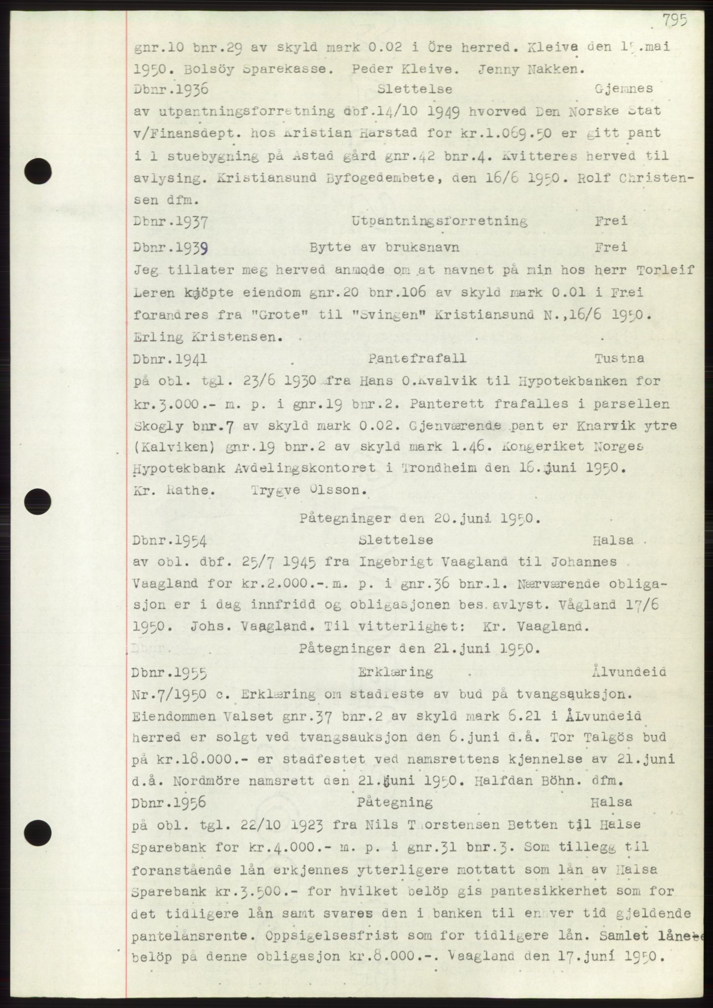 Nordmøre sorenskriveri, SAT/A-4132/1/2/2Ca: Mortgage book no. C82b, 1946-1951, Diary no: : 1936/1950
