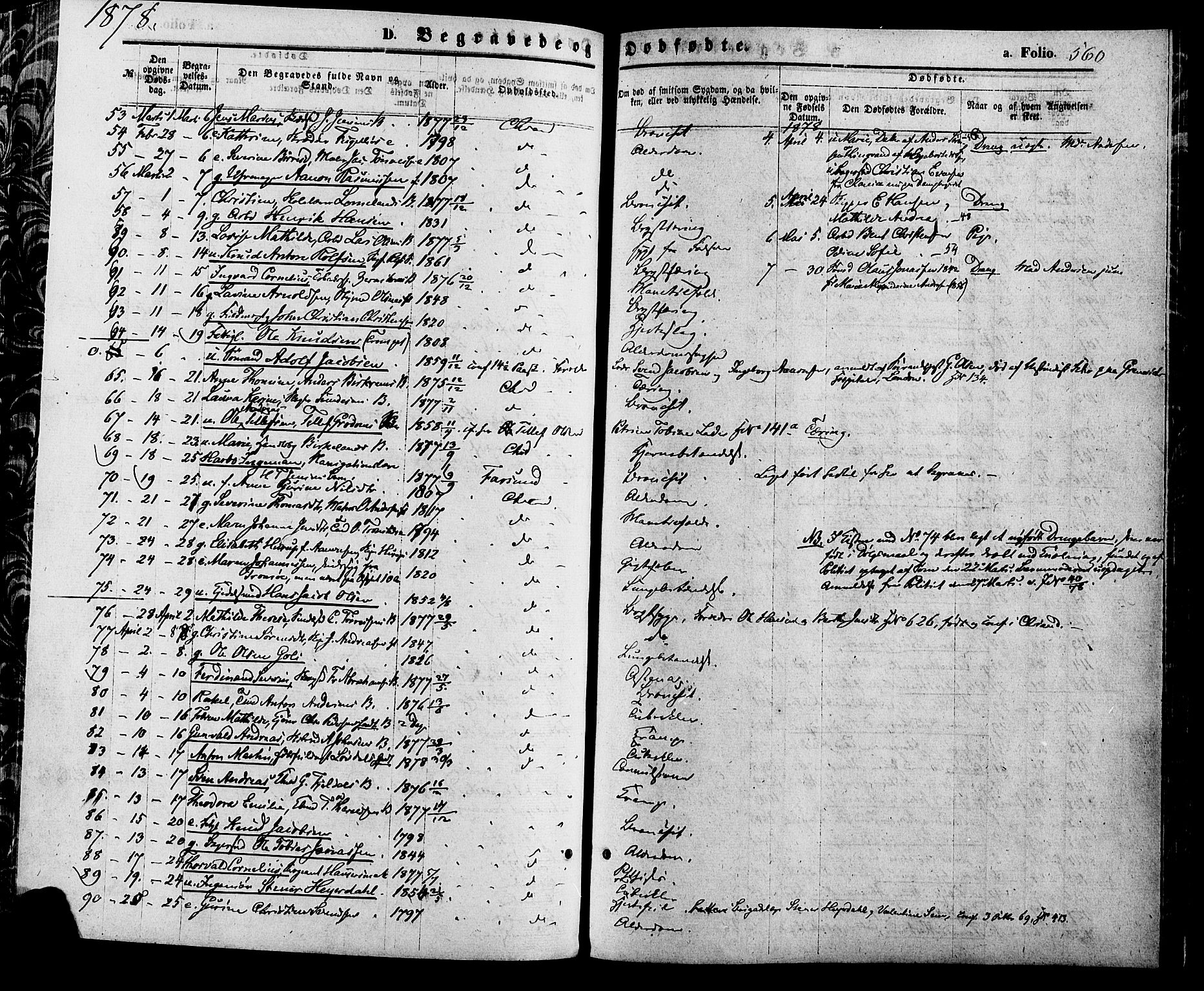 Kristiansand domprosti, AV/SAK-1112-0006/F/Fa/L0015: Parish register (official) no. A 15, 1867-1880, p. 560