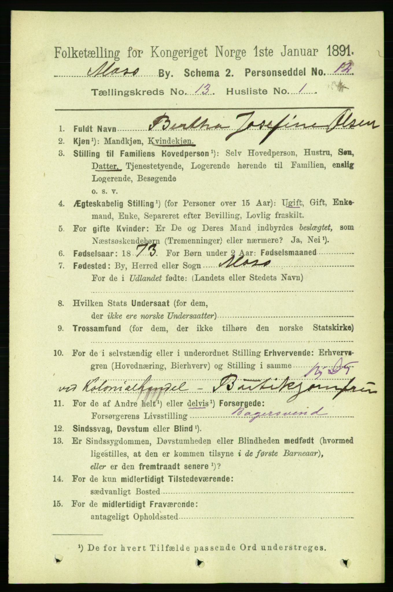 RA, 1891 census for 0104 Moss, 1891, p. 6535