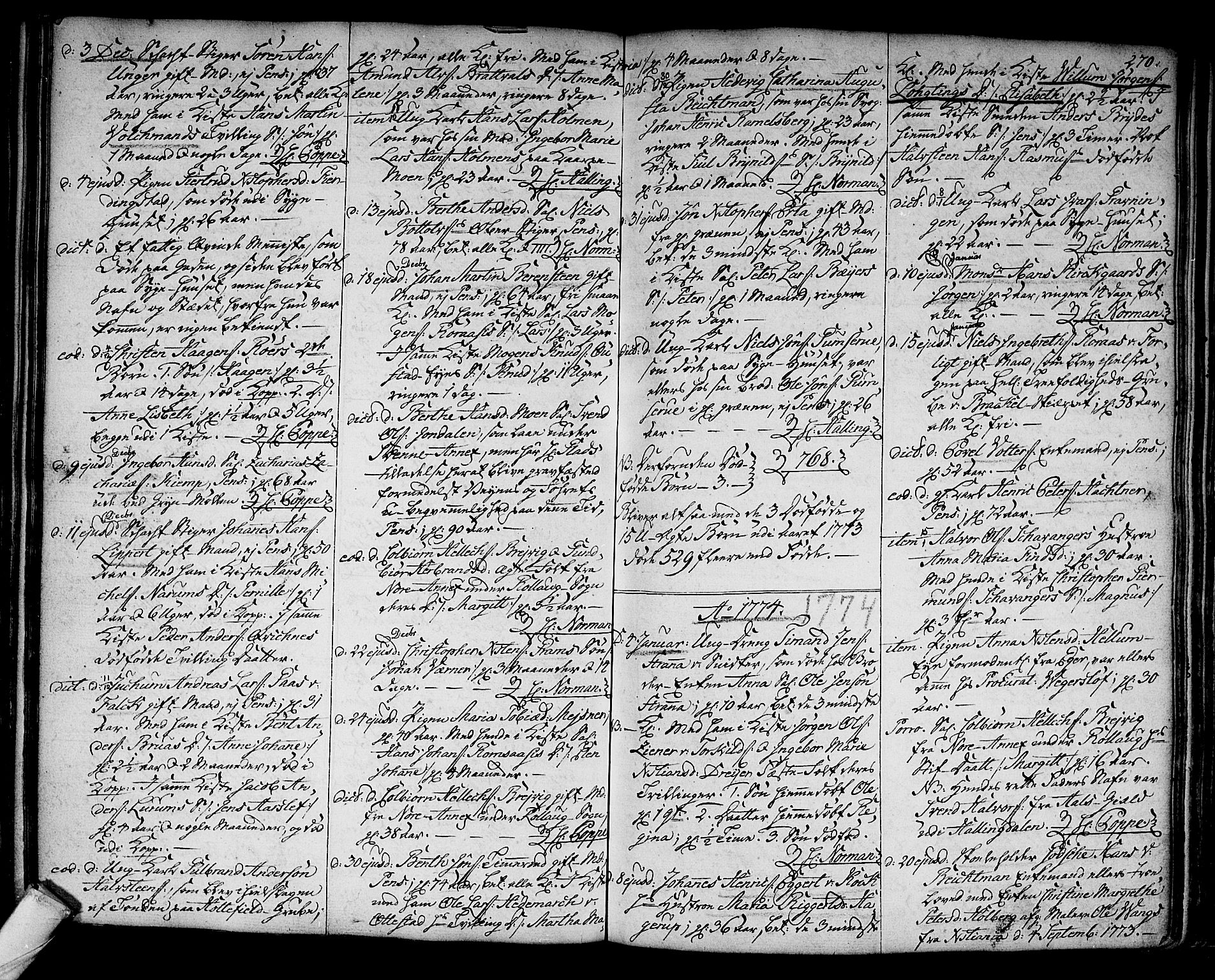Kongsberg kirkebøker, AV/SAKO-A-22/F/Fa/L0005: Parish register (official) no. I 5, 1769-1782, p. 270