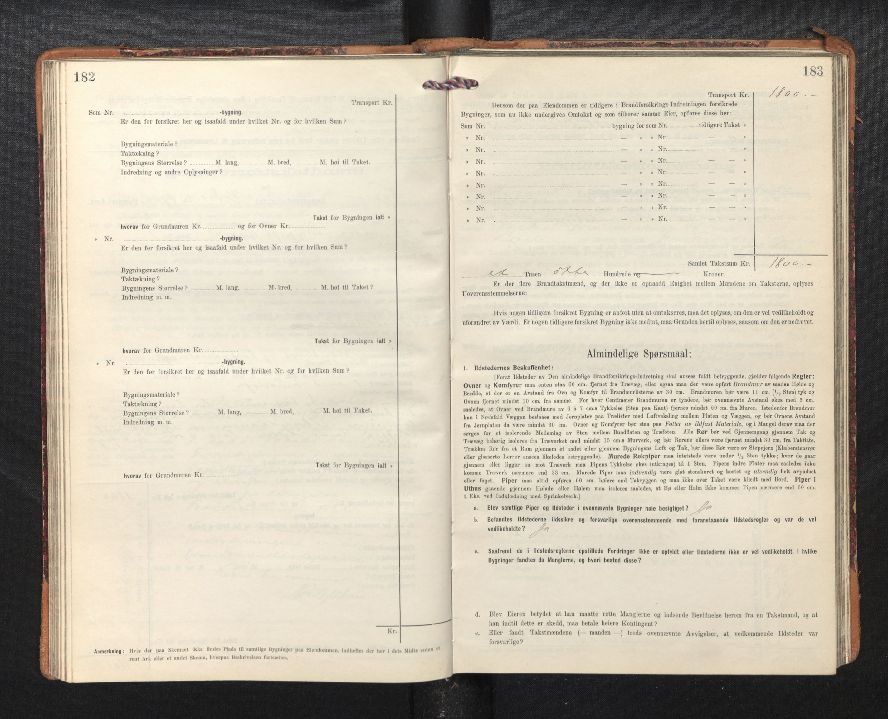 Lensmannen i Kvam, AV/SAB-A-33201/0012/L0006: Branntakstprotokoll, skjematakst, 1913-1955, p. 182-183