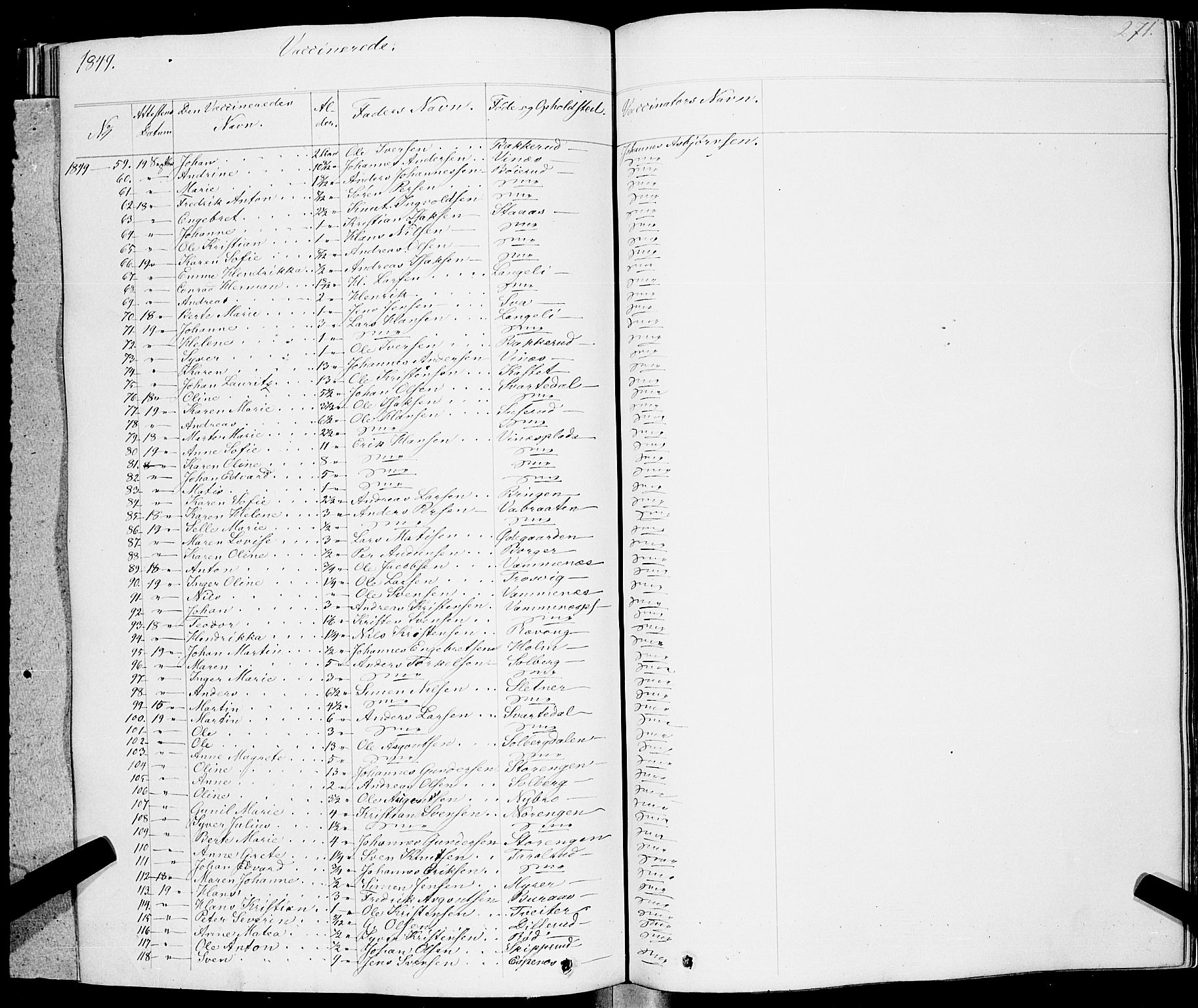 Skiptvet prestekontor Kirkebøker, SAO/A-20009/F/Fa/L0006: Parish register (official) no. 6, 1839-1860, p. 271