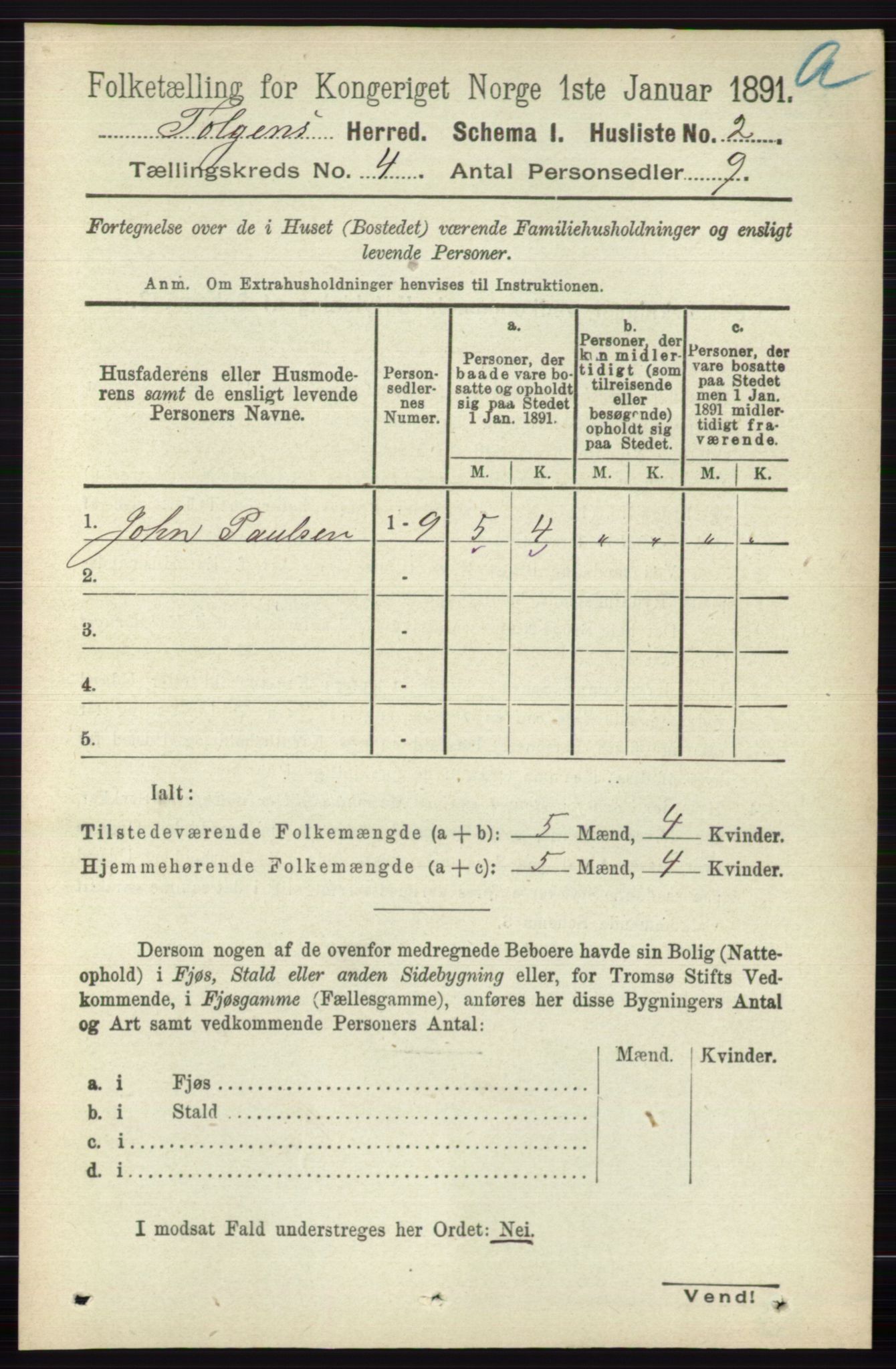 RA, 1891 census for 0436 Tolga, 1891, p. 816