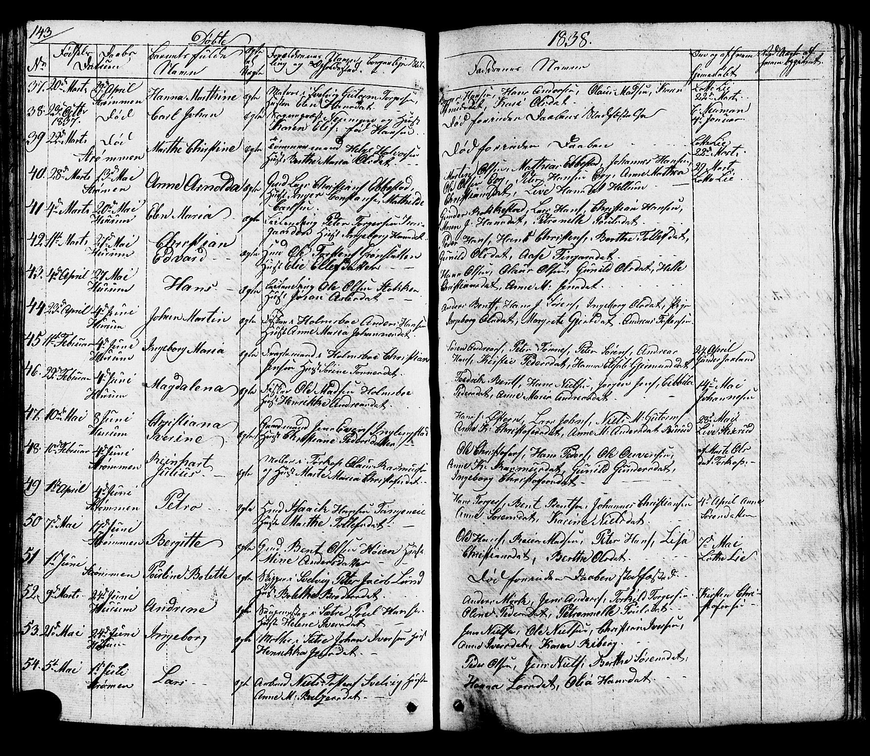 Hurum kirkebøker, AV/SAKO-A-229/G/Ga/L0002: Parish register (copy) no. I 2, 1827-1857, p. 143