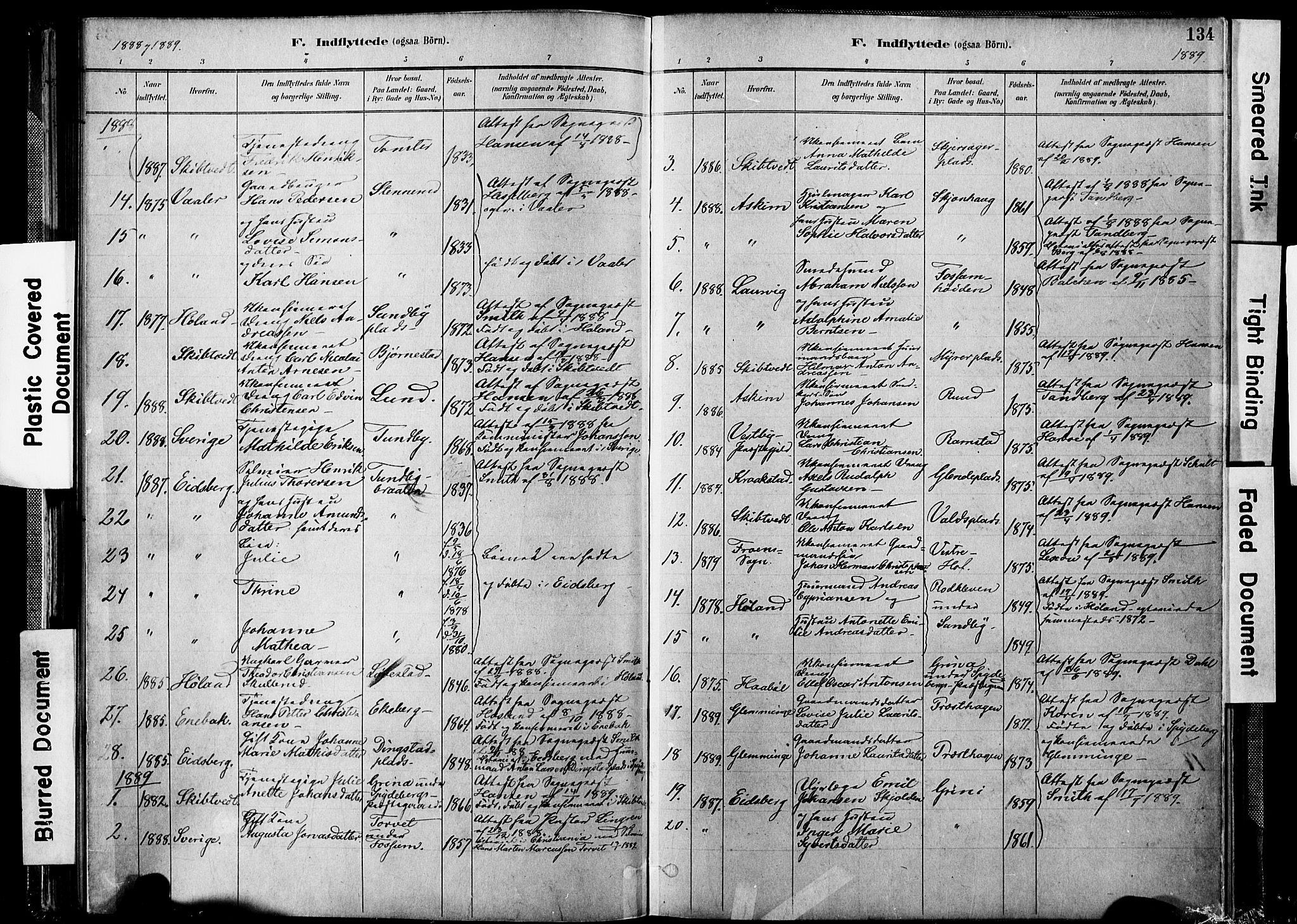 Spydeberg prestekontor Kirkebøker, AV/SAO-A-10924/F/Fa/L0008: Parish register (official) no. I 8, 1886-1900, p. 134