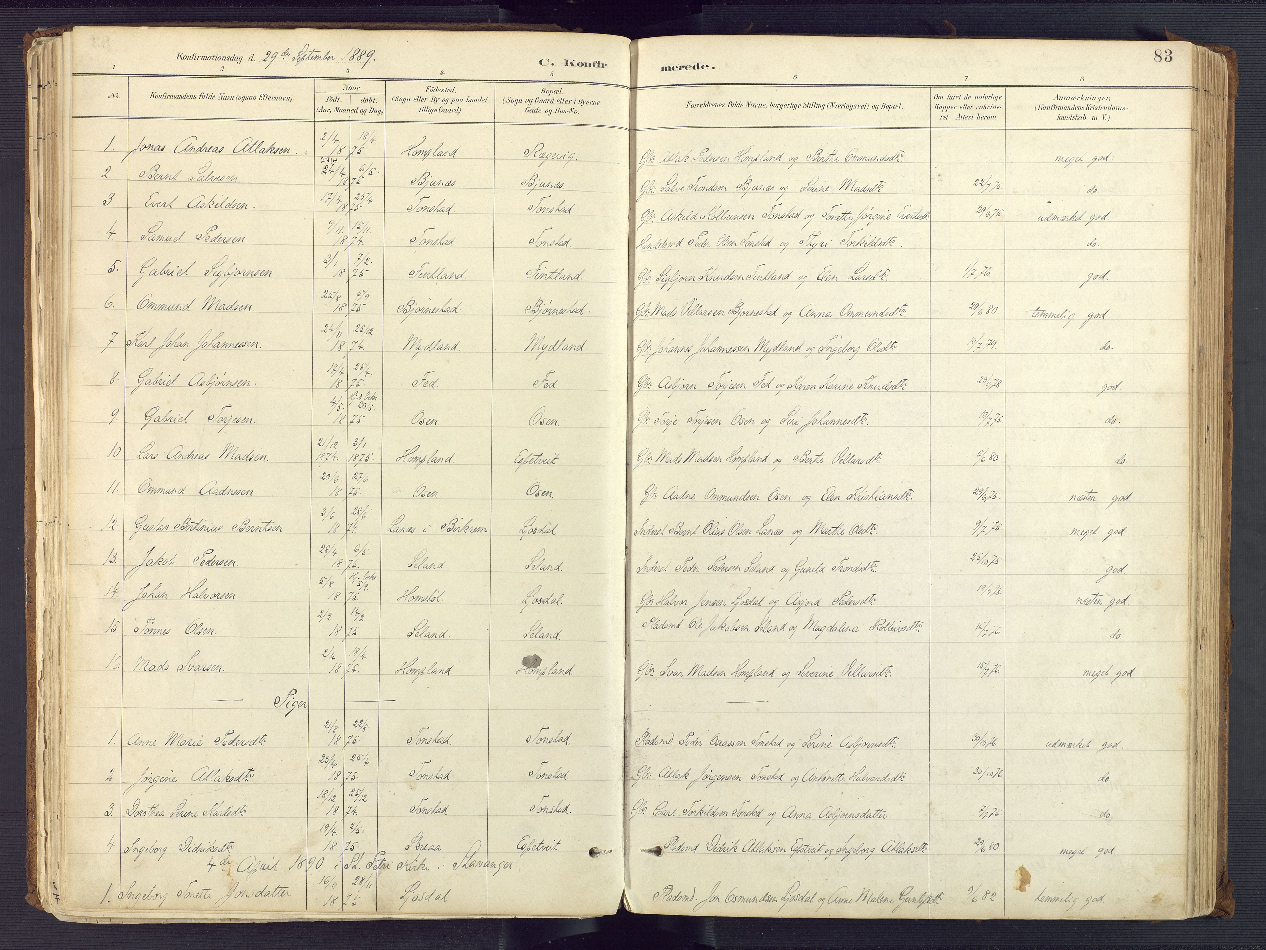 Sirdal sokneprestkontor, SAK/1111-0036/F/Fa/Fab/L0004: Parish register (official) no. A 4, 1887-1919, p. 83