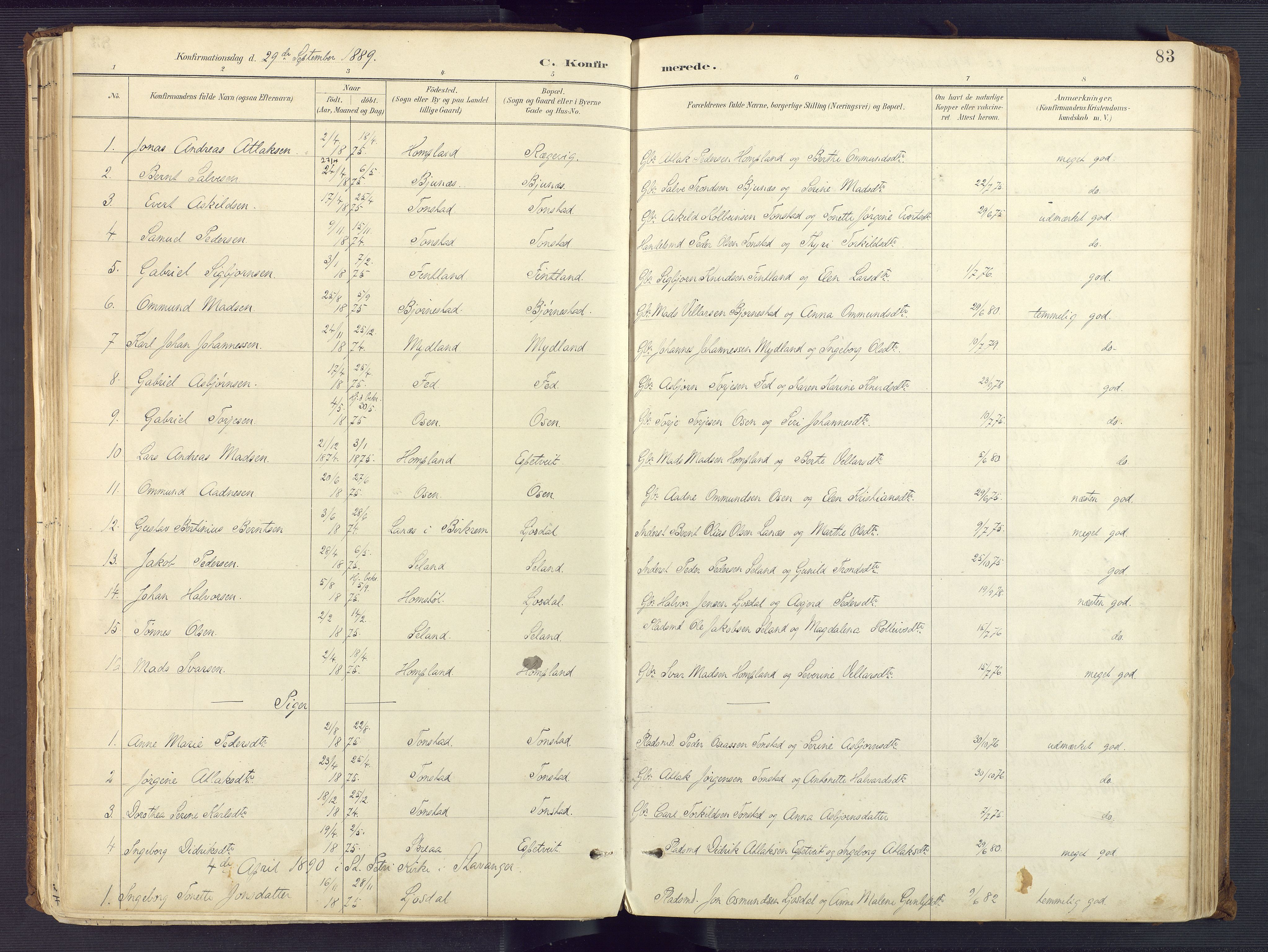 Sirdal sokneprestkontor, AV/SAK-1111-0036/F/Fa/Fab/L0004: Parish register (official) no. A 4, 1887-1919, p. 83