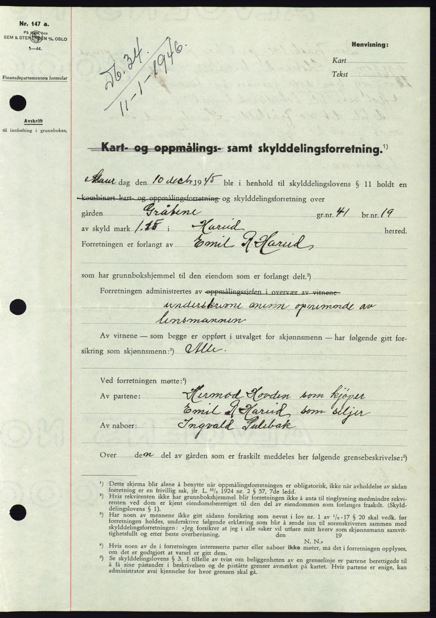 Søre Sunnmøre sorenskriveri, AV/SAT-A-4122/1/2/2C/L0077: Mortgage book no. 3A, 1945-1946, Diary no: : 34/1946