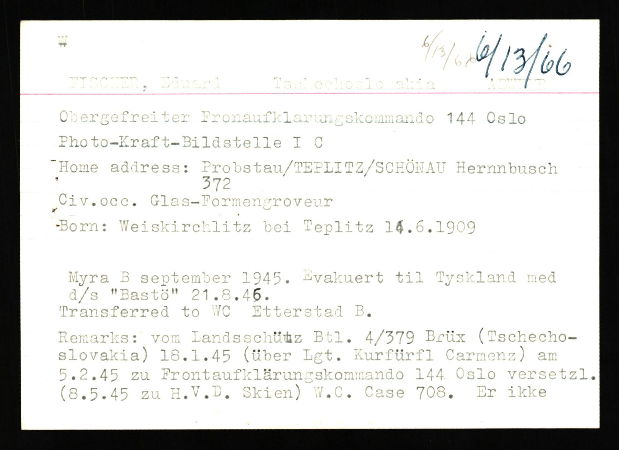 Forsvaret, Forsvarets overkommando II, RA/RAFA-3915/D/Db/L0041: CI Questionaires.  Diverse nasjonaliteter., 1945-1946, p. 214