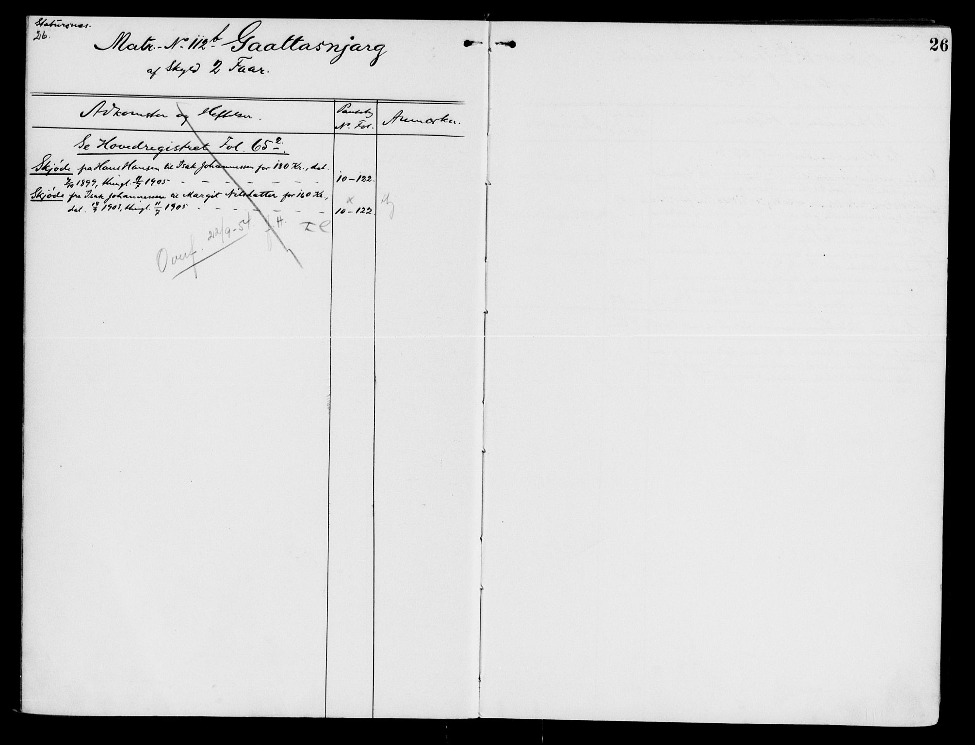 Hammerfest fogderi/sorenskriveri, AV/SATØ-S-0056/1/K/Kb/L0016realpant: Mortgage register no. 16, p. 26