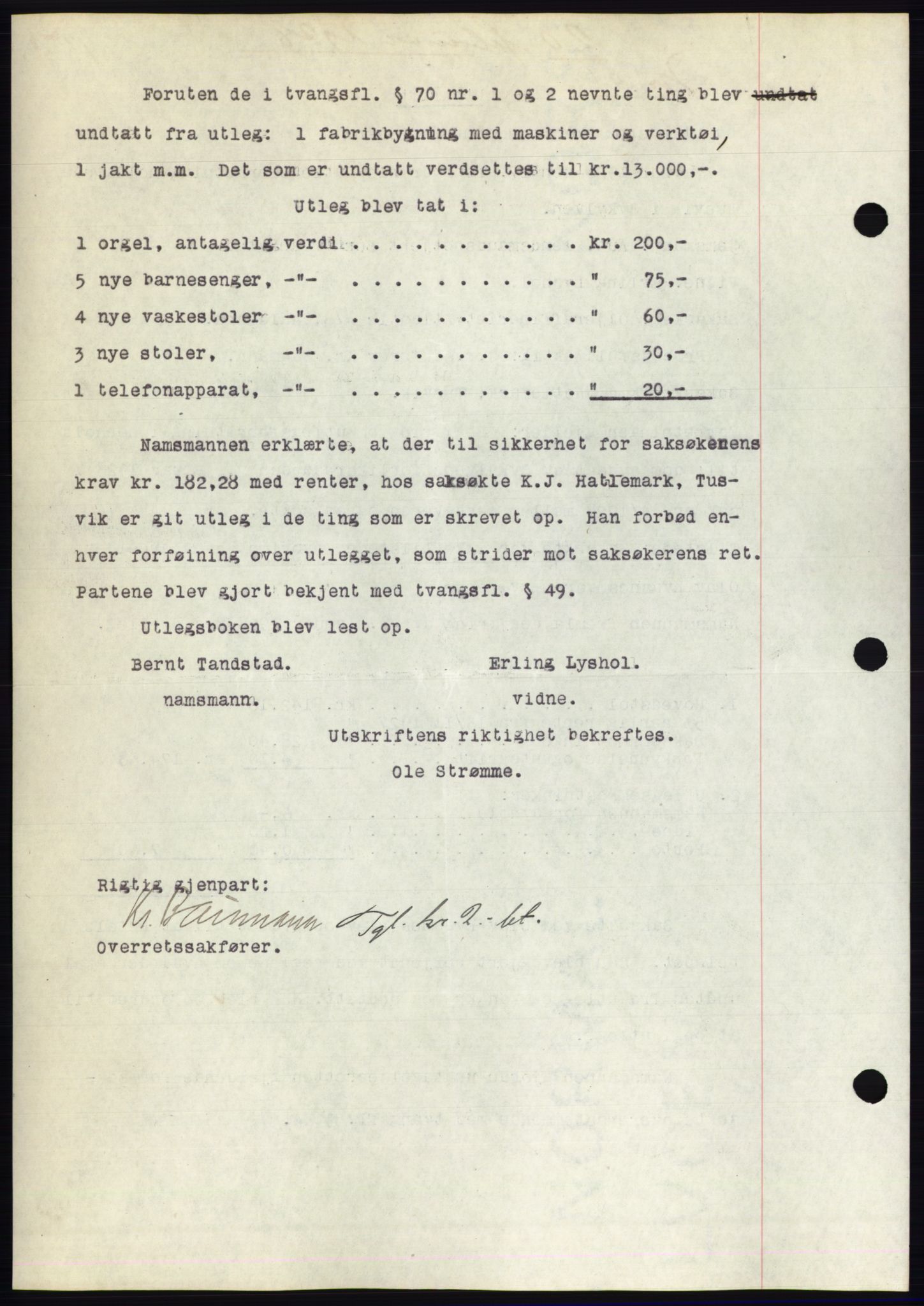 Nordre Sunnmøre sorenskriveri, AV/SAT-A-0006/1/2/2C/2Ca/L0041: Mortgage book no. 41, 1928-1928, Deed date: 20.02.1928