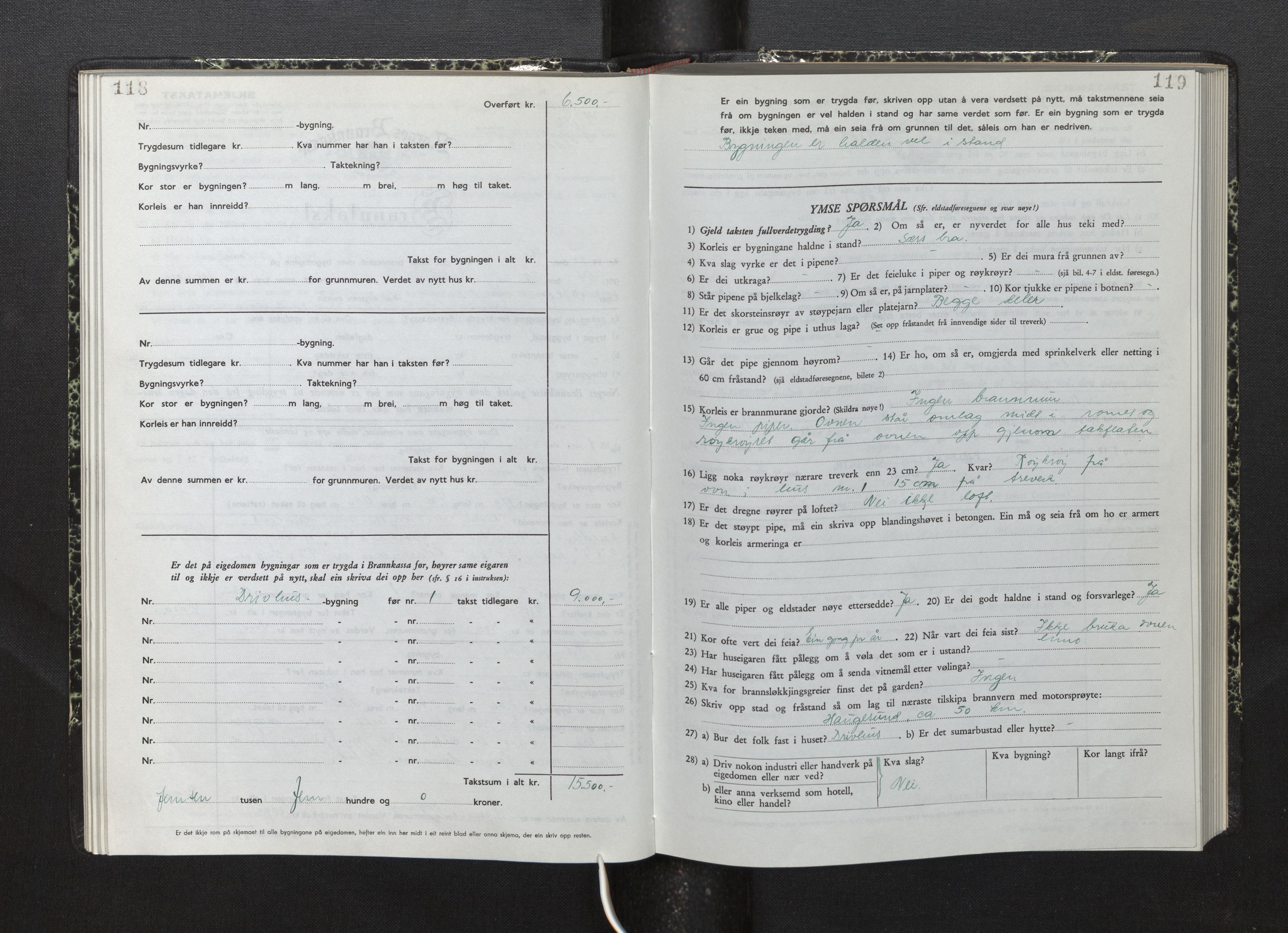 Lensmannen i Fjelberg, AV/SAB-A-32101/0012/L0008: Branntakstprotokoll, skjematakst, 1949-1955, p. 118-119