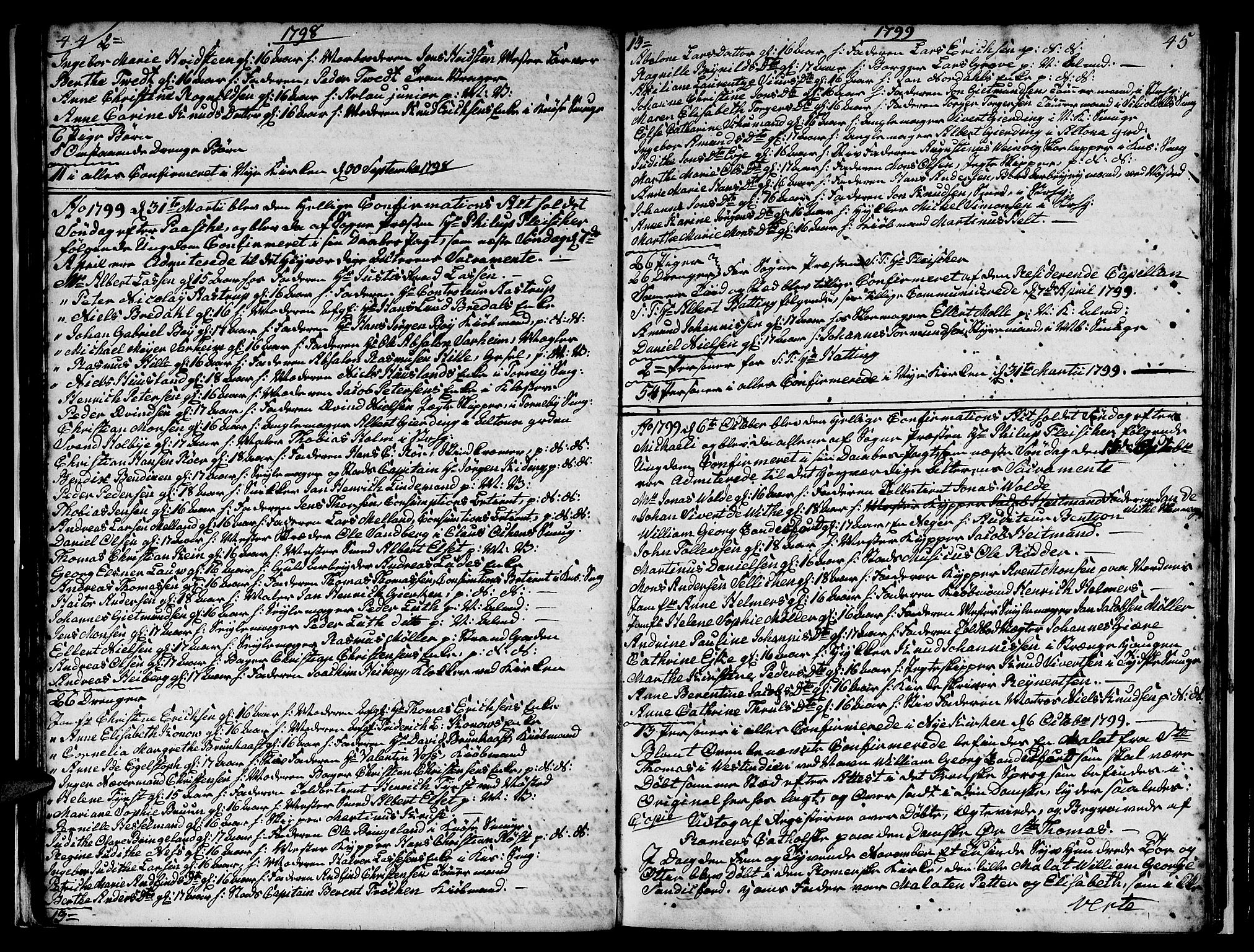 Nykirken Sokneprestembete, AV/SAB-A-77101/H/Hab: Parish register (copy) no. A 1, 1770-1821, p. 44-45
