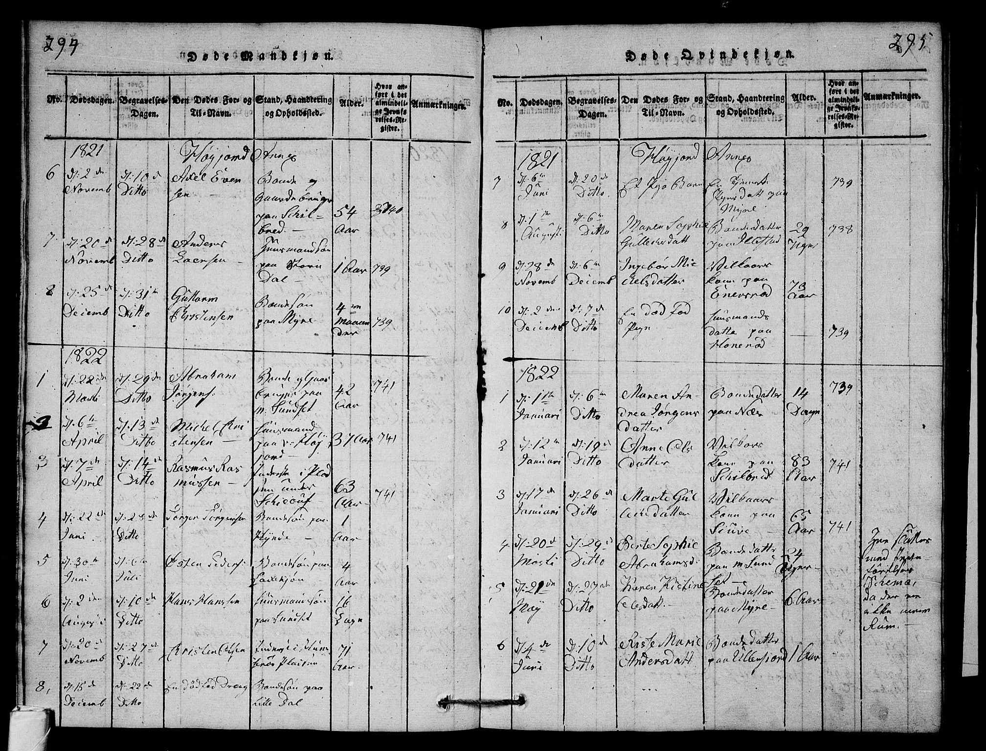 Andebu kirkebøker, SAKO/A-336/G/Ga/L0001: Parish register (copy) no. I 1 /2, 1815-1823, p. 294-295