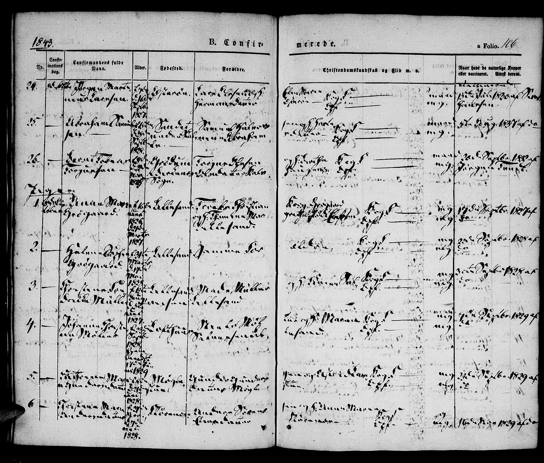 Vestre Moland sokneprestkontor, AV/SAK-1111-0046/F/Fa/Fab/L0005: Parish register (official) no. A 5, 1841-1849, p. 106