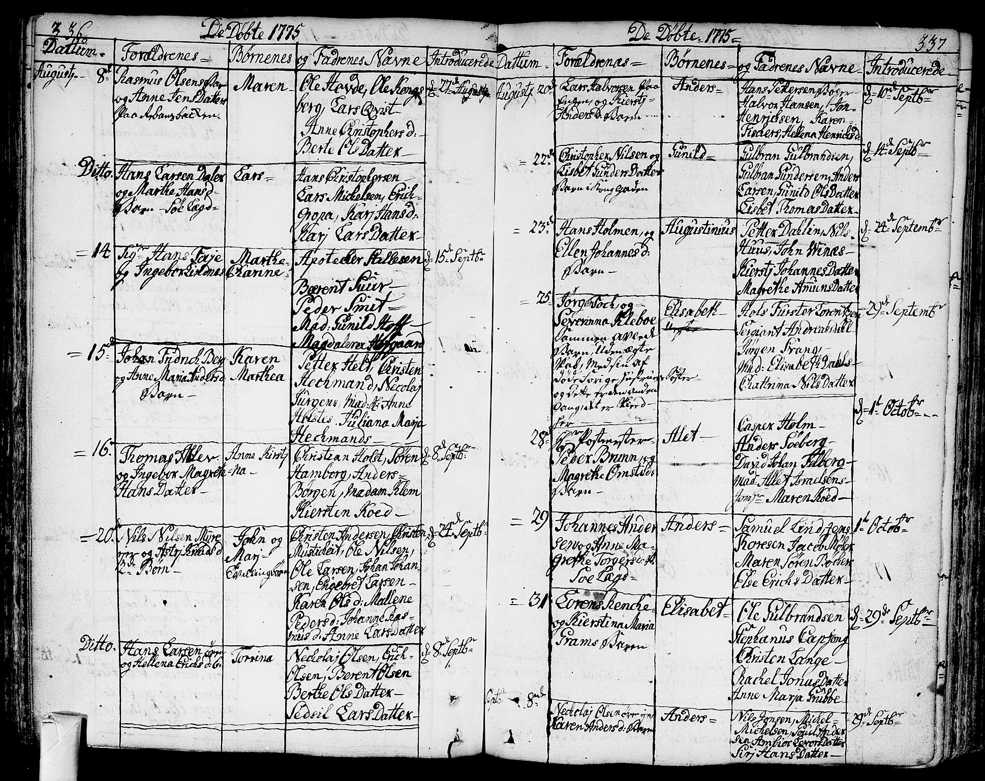 Bragernes kirkebøker, AV/SAKO-A-6/F/Fa/L0005: Parish register (official) no. I 5, 1759-1781, p. 336-337