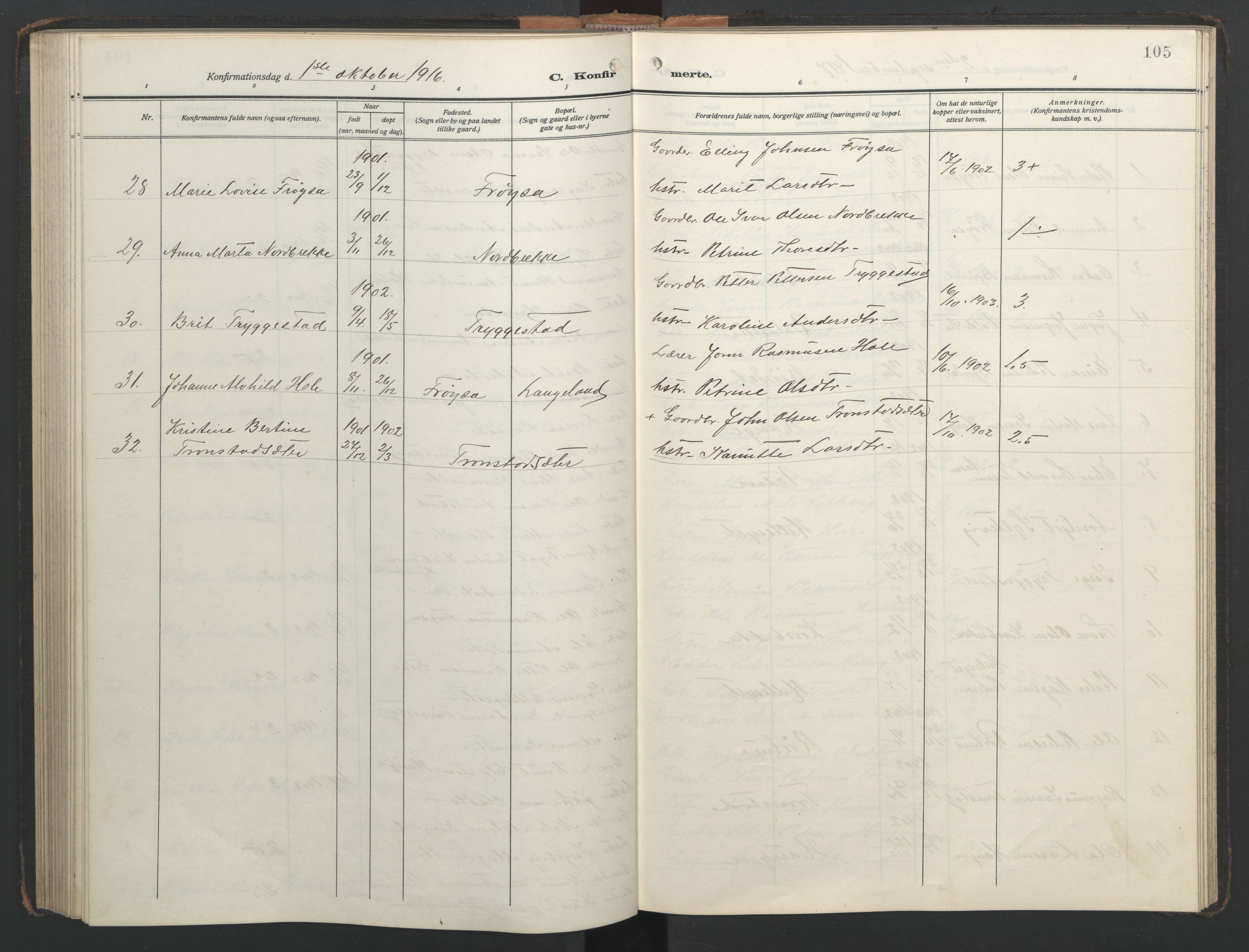 Ministerialprotokoller, klokkerbøker og fødselsregistre - Møre og Romsdal, AV/SAT-A-1454/517/L0232: Parish register (copy) no. 517C05, 1910-1946, p. 105