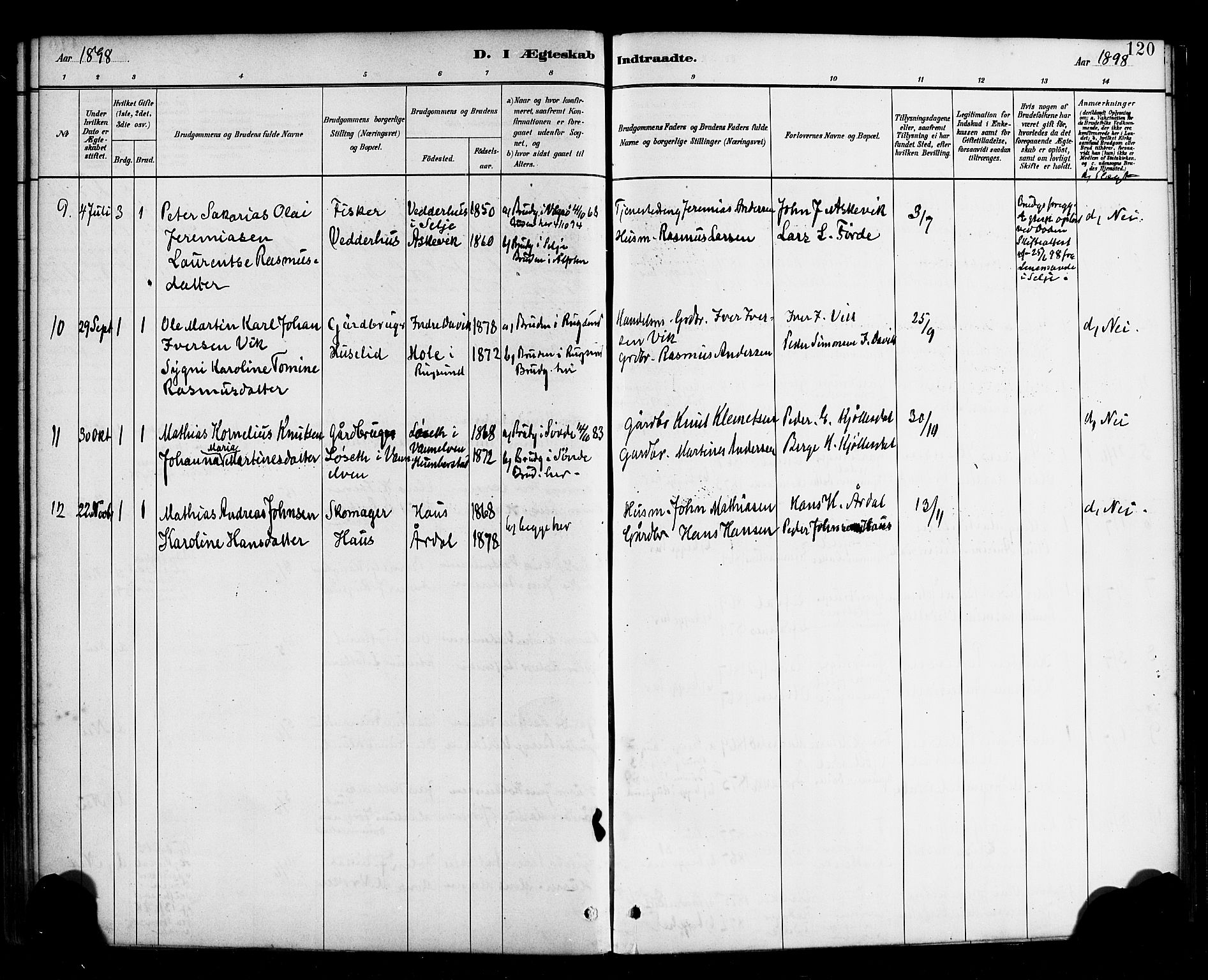 Davik sokneprestembete, AV/SAB-A-79701/H/Haa/Haab/L0001: Parish register (official) no. B 1, 1882-1900, p. 120