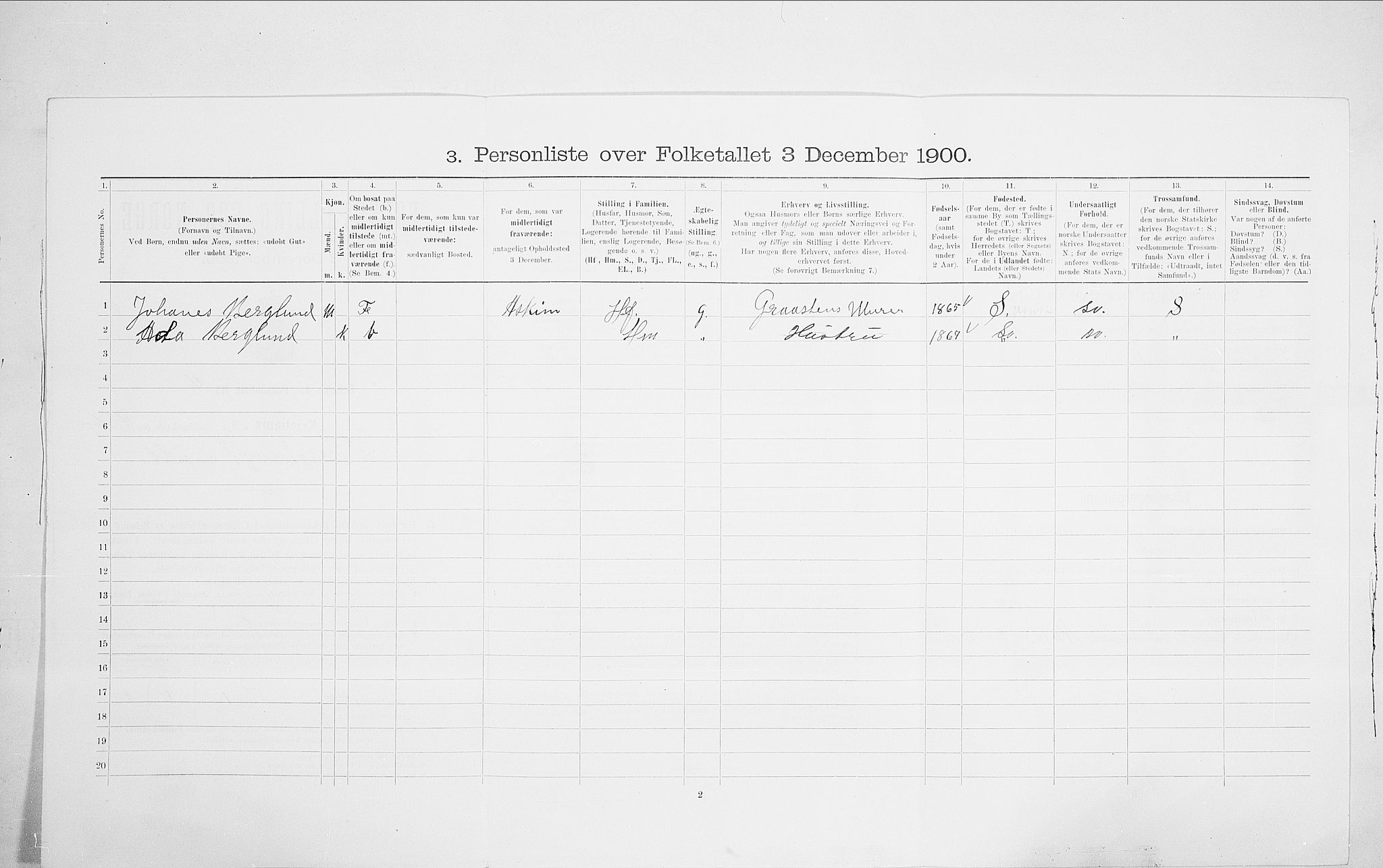 SAO, 1900 census for Kristiania, 1900, p. 98385