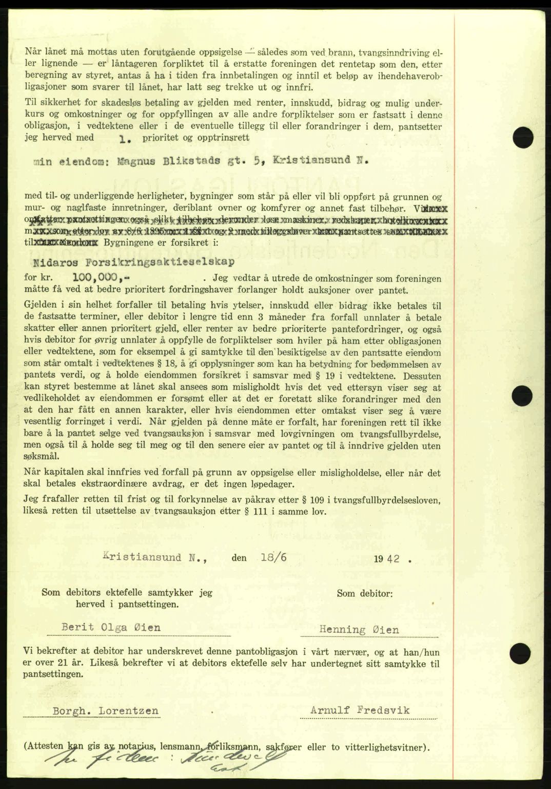 Kristiansund byfogd, SAT/A-4587/A/27: Mortgage book no. 36, 1942-1943, Diary no: : 863/1942