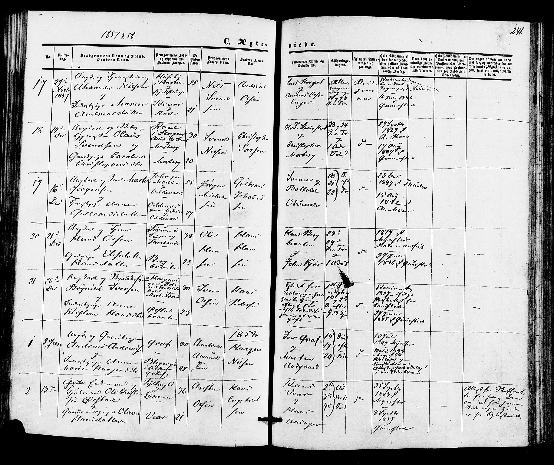 Røyken kirkebøker, AV/SAKO-A-241/F/Fa/L0006: Parish register (official) no. 6, 1857-1875, p. 241