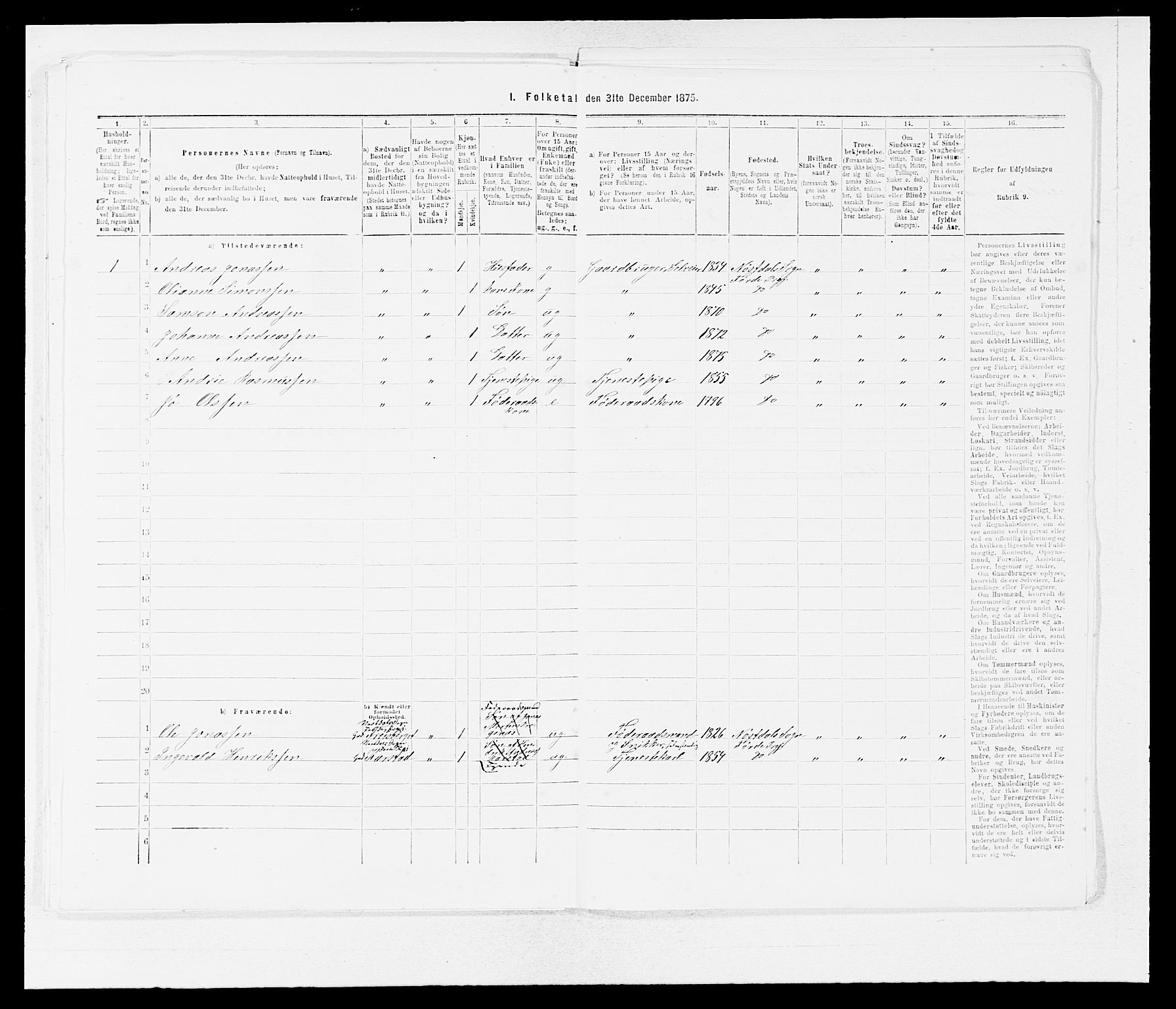 SAB, 1875 census for 1432P Førde, 1875, p. 1030