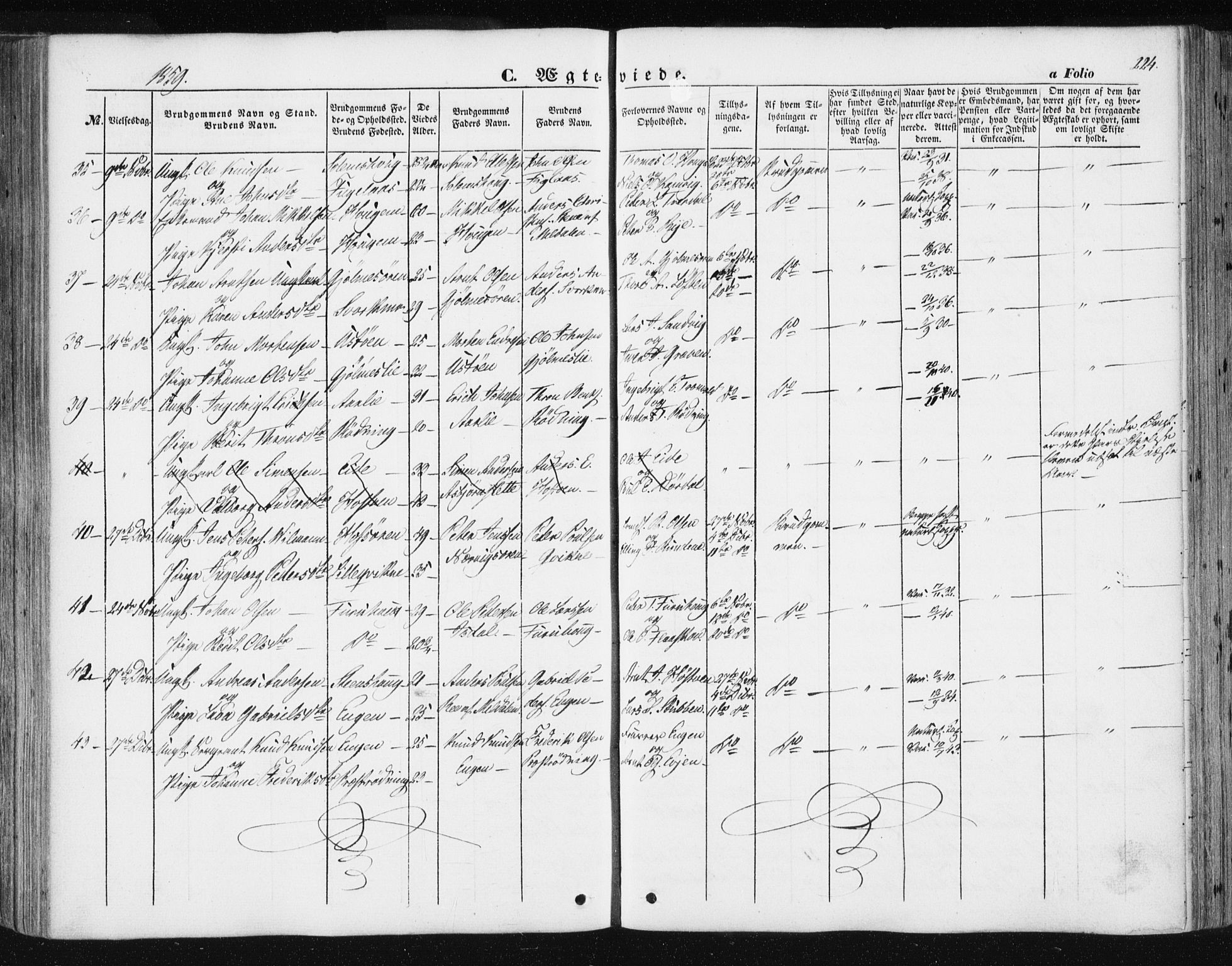 Ministerialprotokoller, klokkerbøker og fødselsregistre - Sør-Trøndelag, SAT/A-1456/668/L0806: Parish register (official) no. 668A06, 1854-1869, p. 224