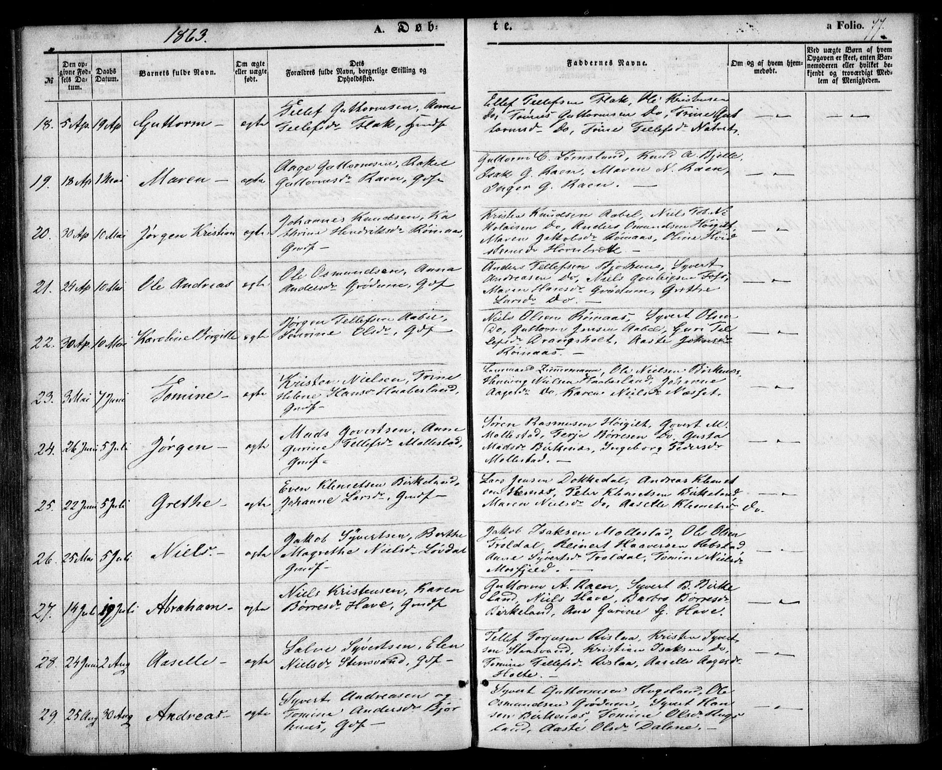 Birkenes sokneprestkontor, AV/SAK-1111-0004/F/Fa/L0003: Parish register (official) no. A 3, 1850-1866, p. 77