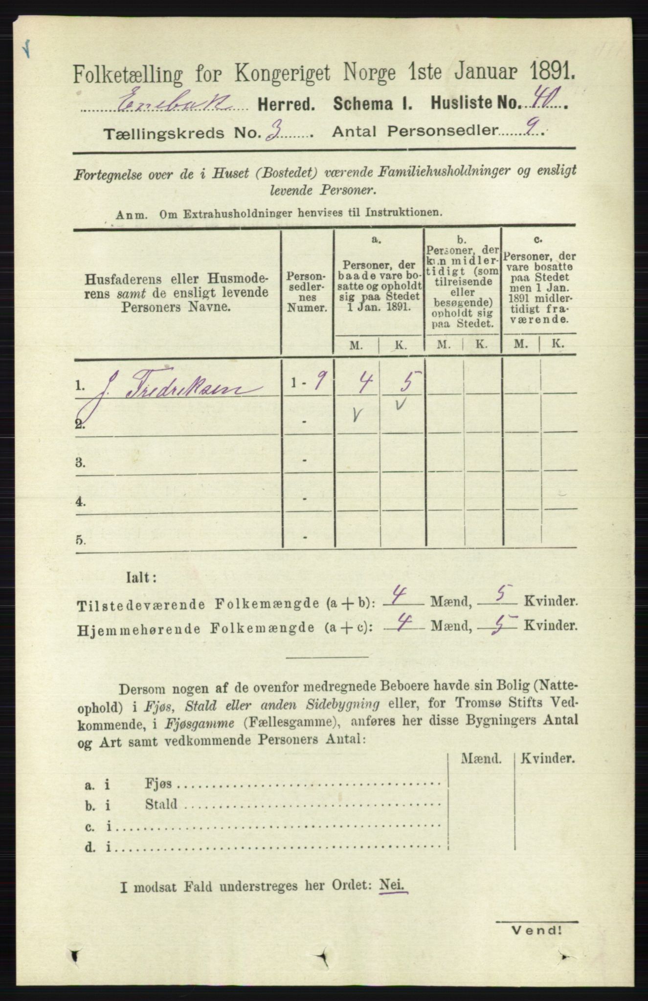 RA, 1891 census for 0229 Enebakk, 1891, p. 1111