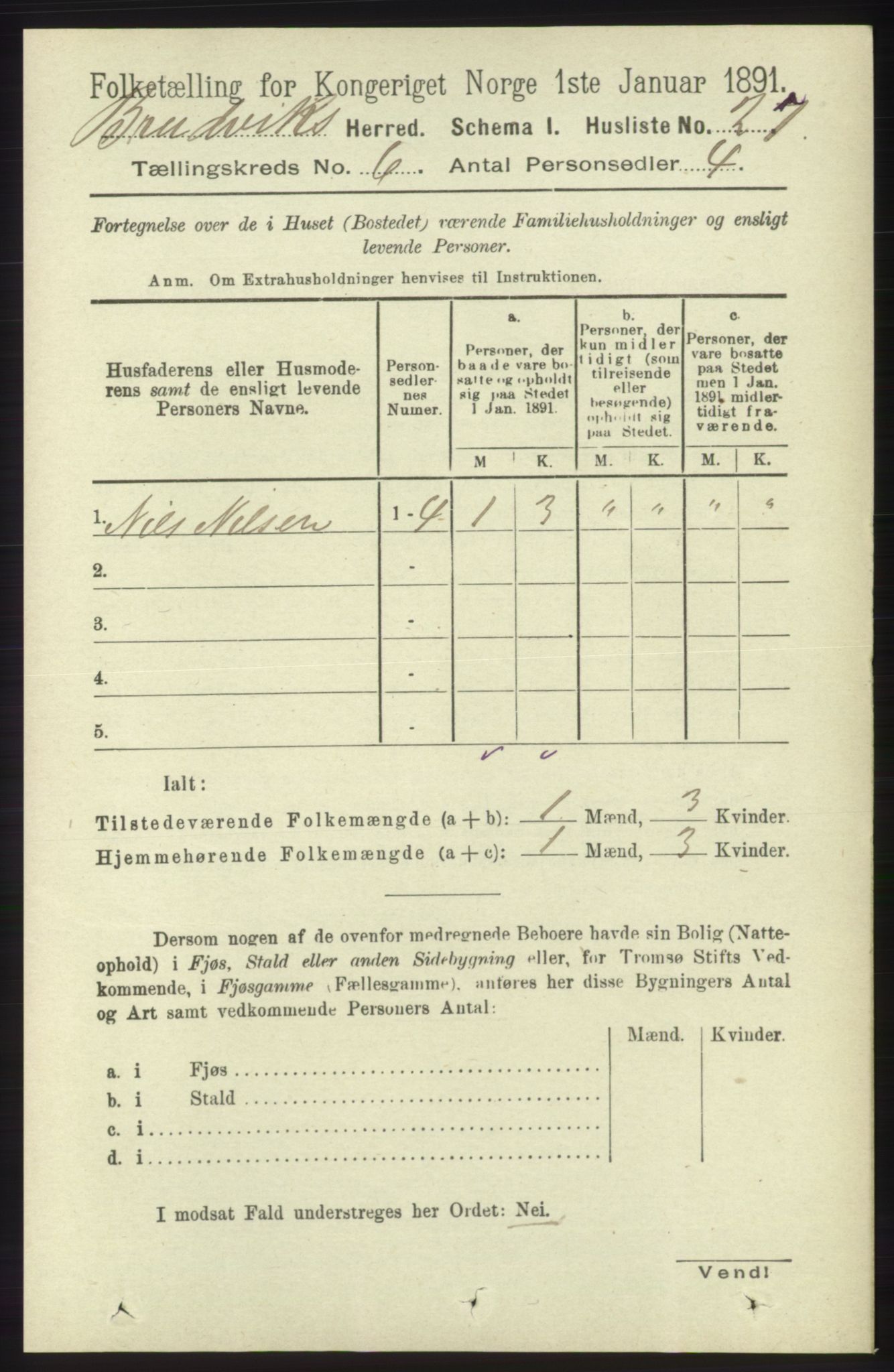 RA, 1891 census for 1251 Bruvik, 1891, p. 1754