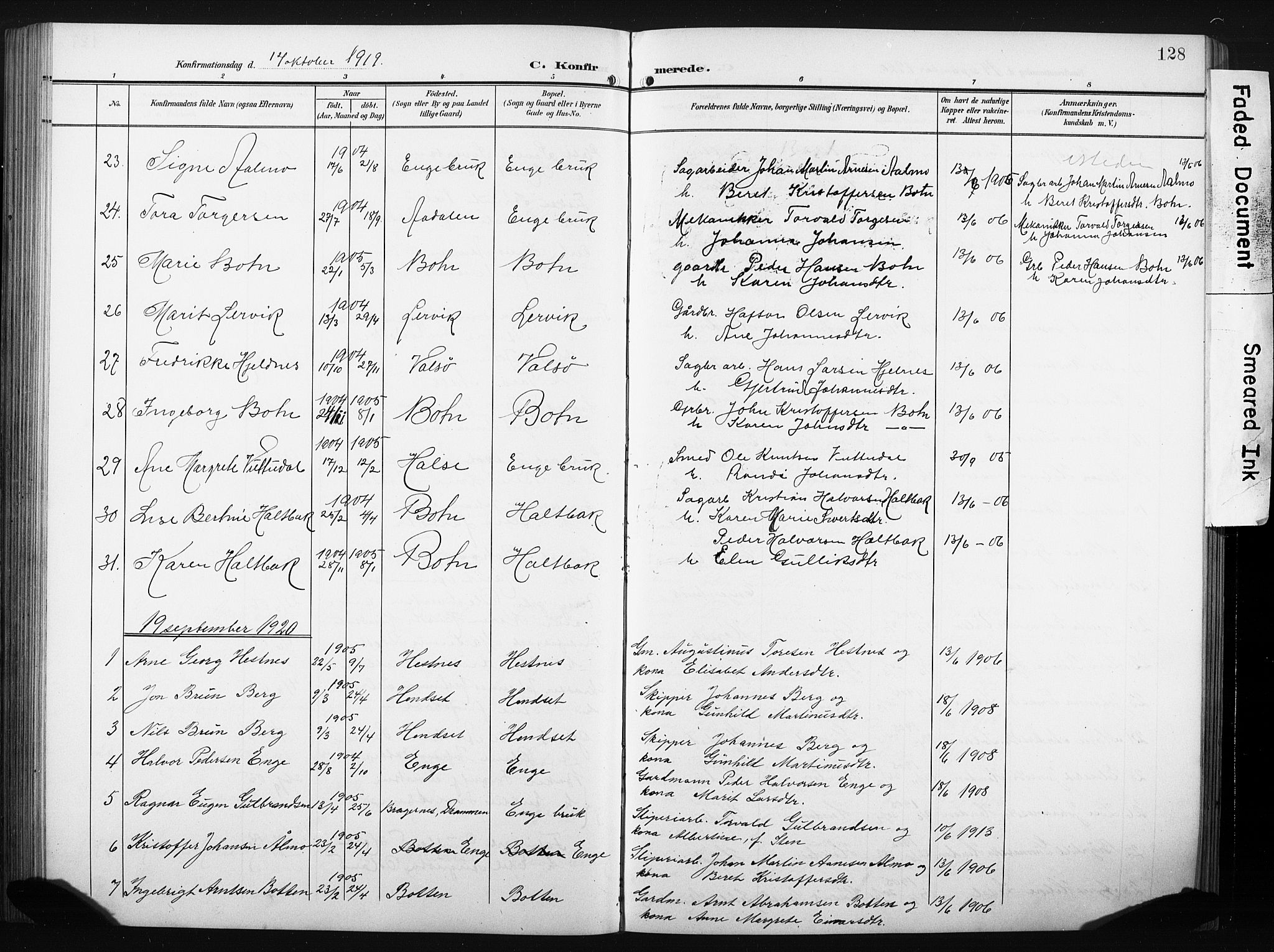 Ministerialprotokoller, klokkerbøker og fødselsregistre - Møre og Romsdal, AV/SAT-A-1454/580/L0927: Parish register (copy) no. 580C02, 1904-1932, p. 128