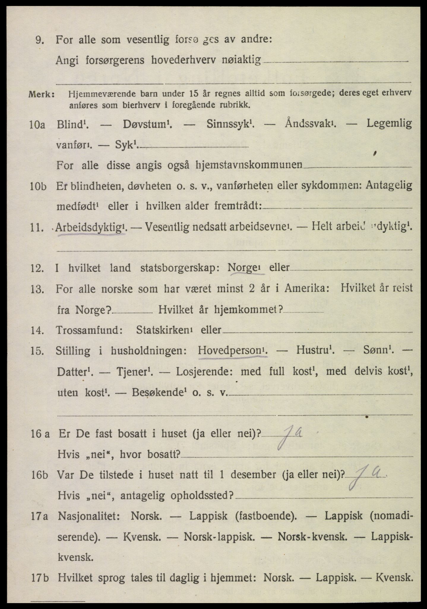 SAT, 1920 census for Kvam, 1920, p. 1792