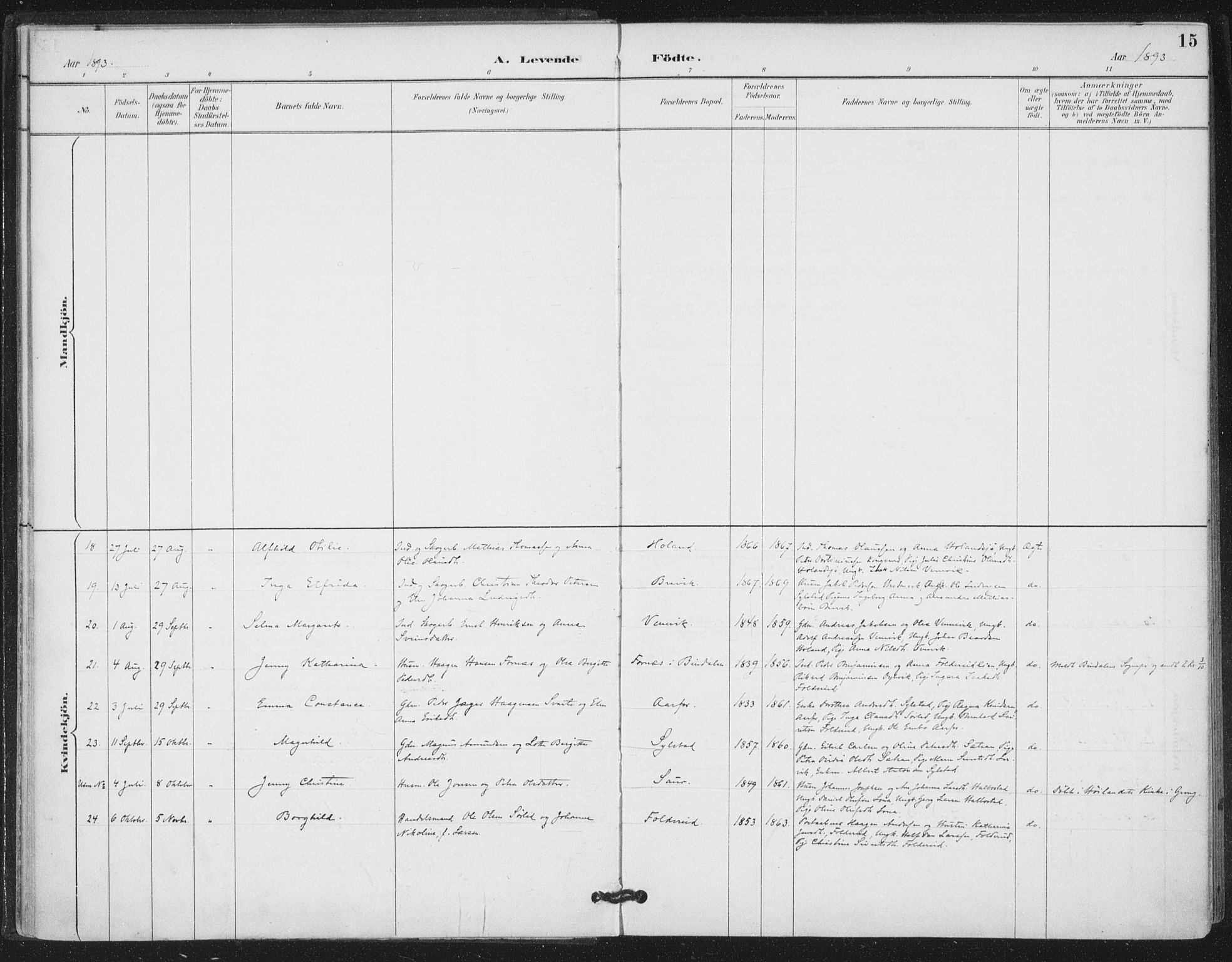 Ministerialprotokoller, klokkerbøker og fødselsregistre - Nord-Trøndelag, SAT/A-1458/783/L0660: Parish register (official) no. 783A02, 1886-1918, p. 15