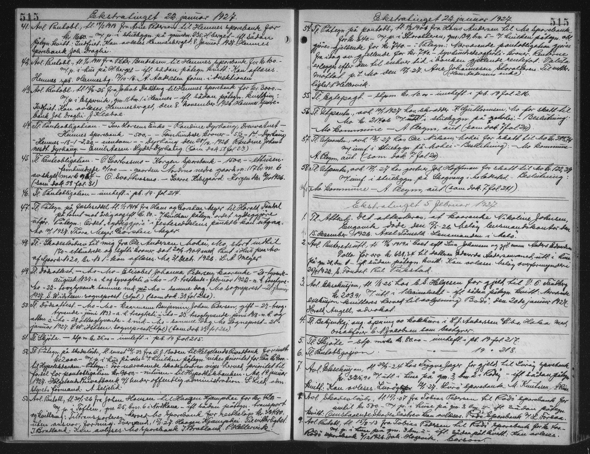 Rana sorenskriveri , AV/SAT-A-1108/1/2/2C/L0018: Mortgage book no. 18, 1923-1928, p. 515, Deed date: 05.02.1927