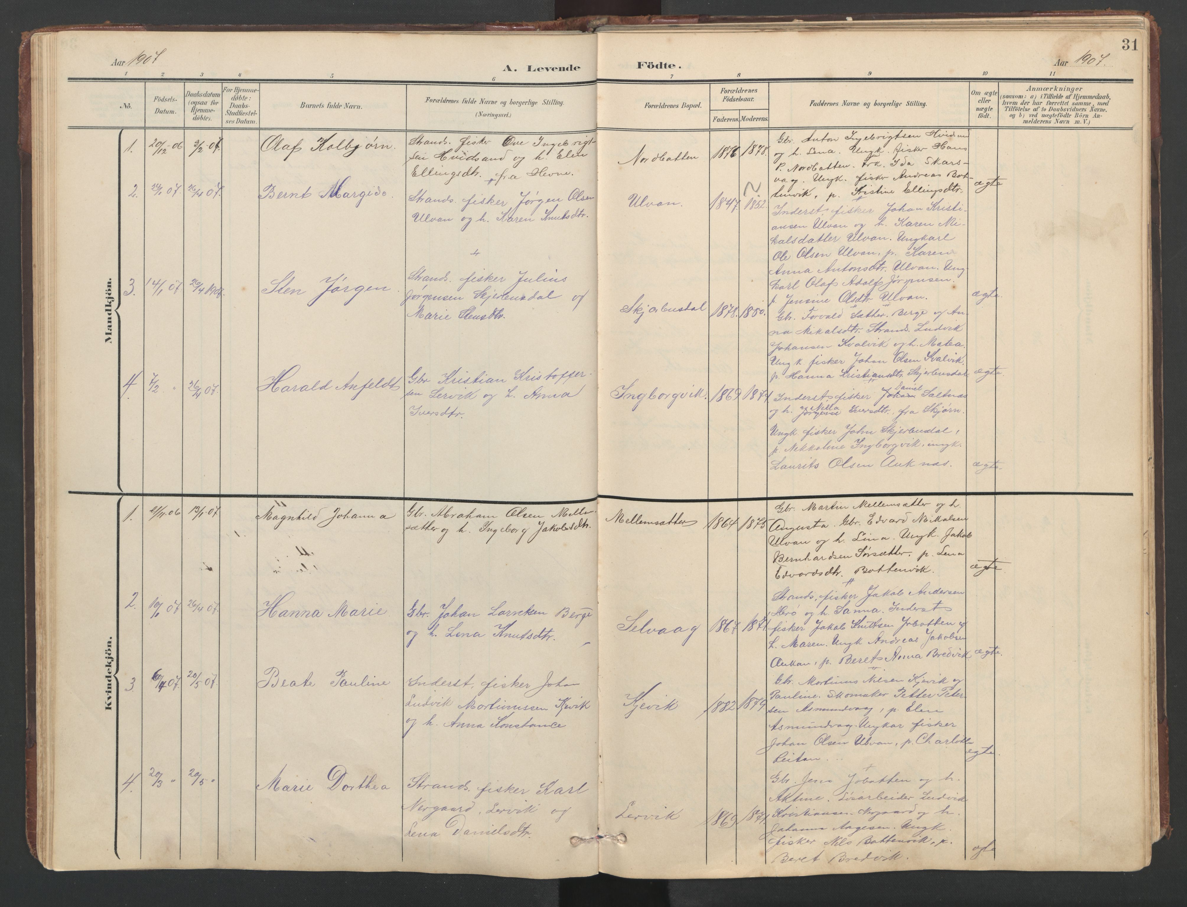 Ministerialprotokoller, klokkerbøker og fødselsregistre - Sør-Trøndelag, SAT/A-1456/638/L0571: Parish register (copy) no. 638C03, 1901-1930, p. 31