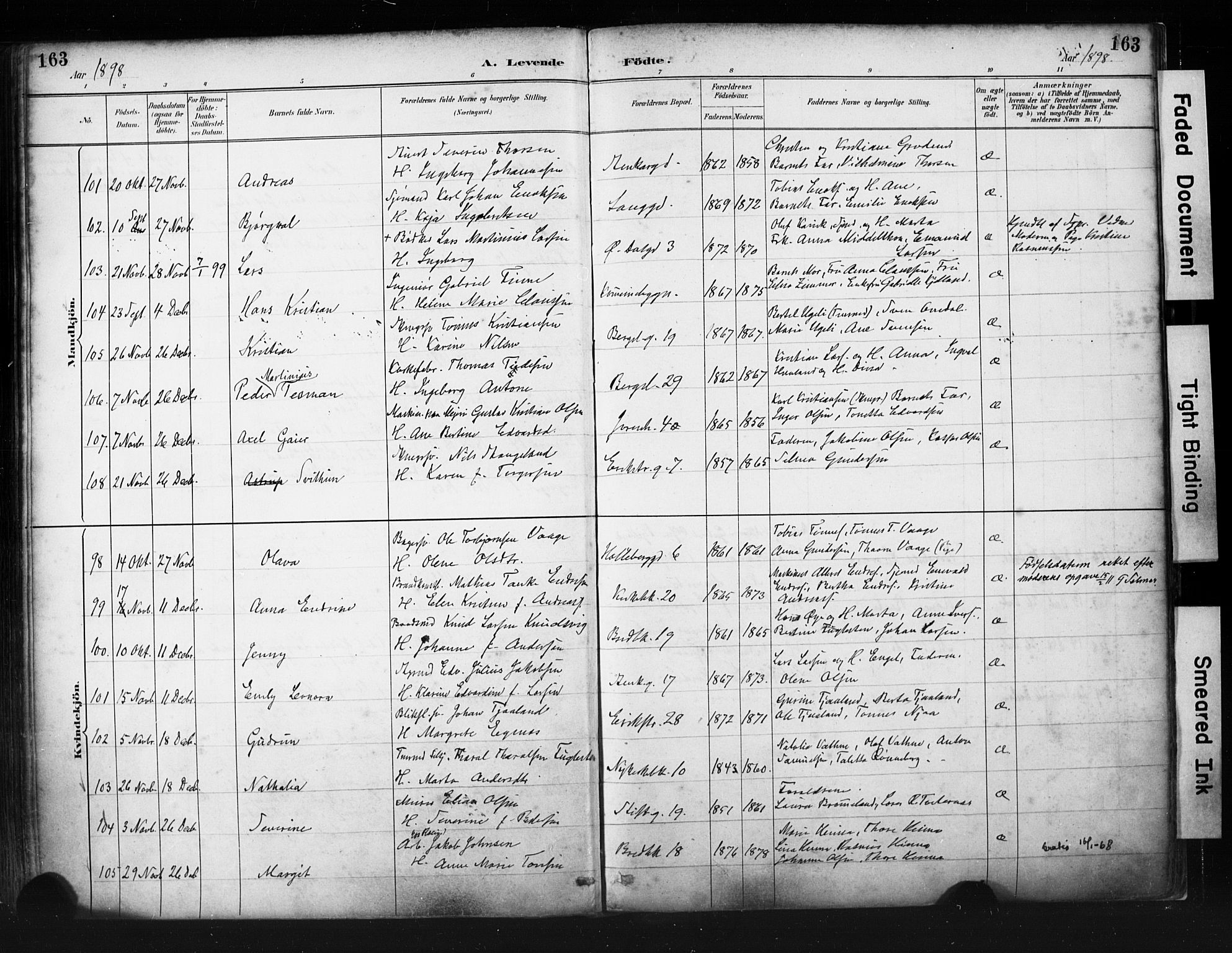 St. Petri sokneprestkontor, AV/SAST-A-101813/001/30/30BA/L0019: Parish register (official) no. A 20, 1888-1901, p. 163