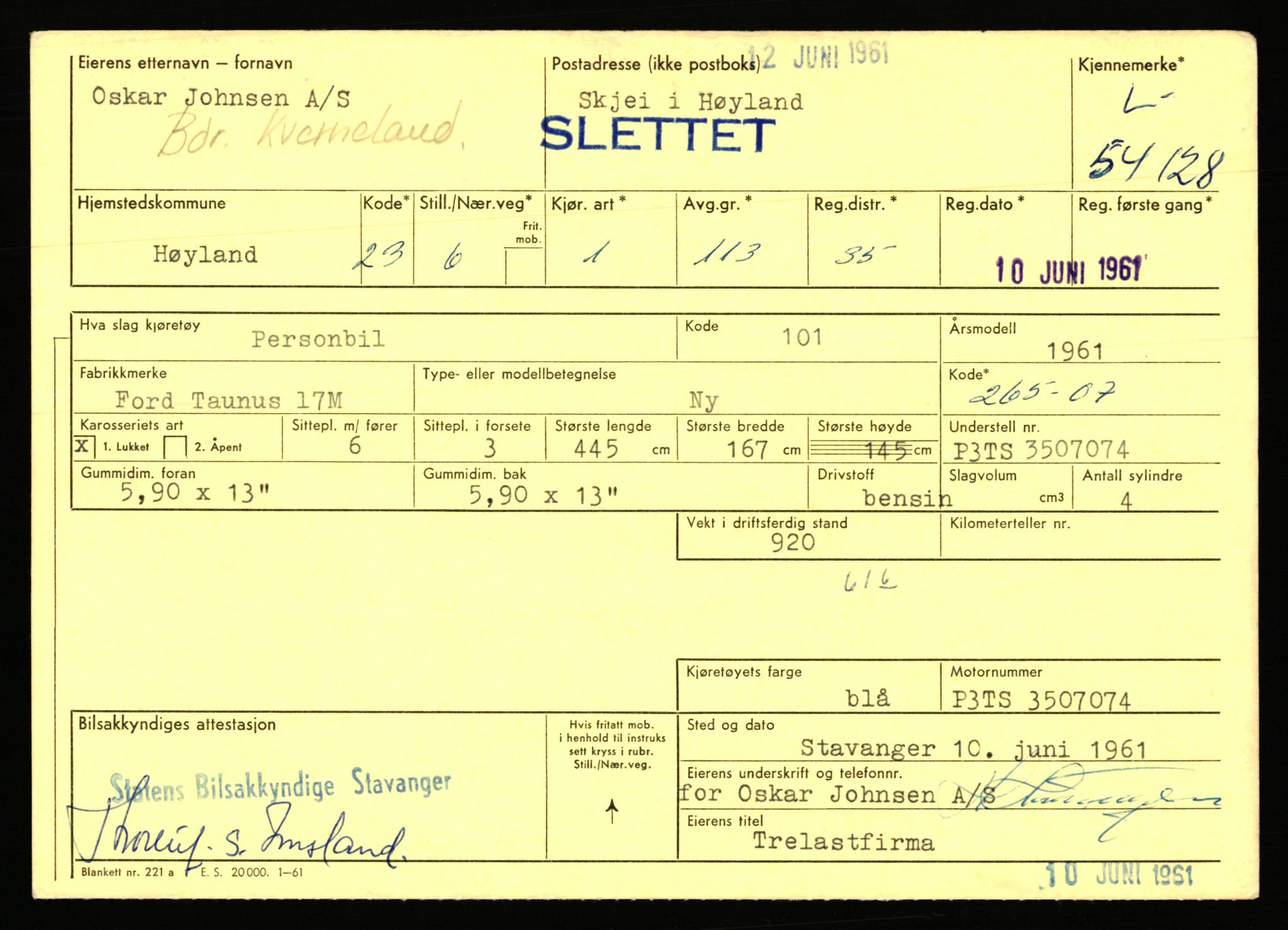 Stavanger trafikkstasjon, AV/SAST-A-101942/0/F/L0053: L-52900 - L-54199, 1930-1971, p. 2717