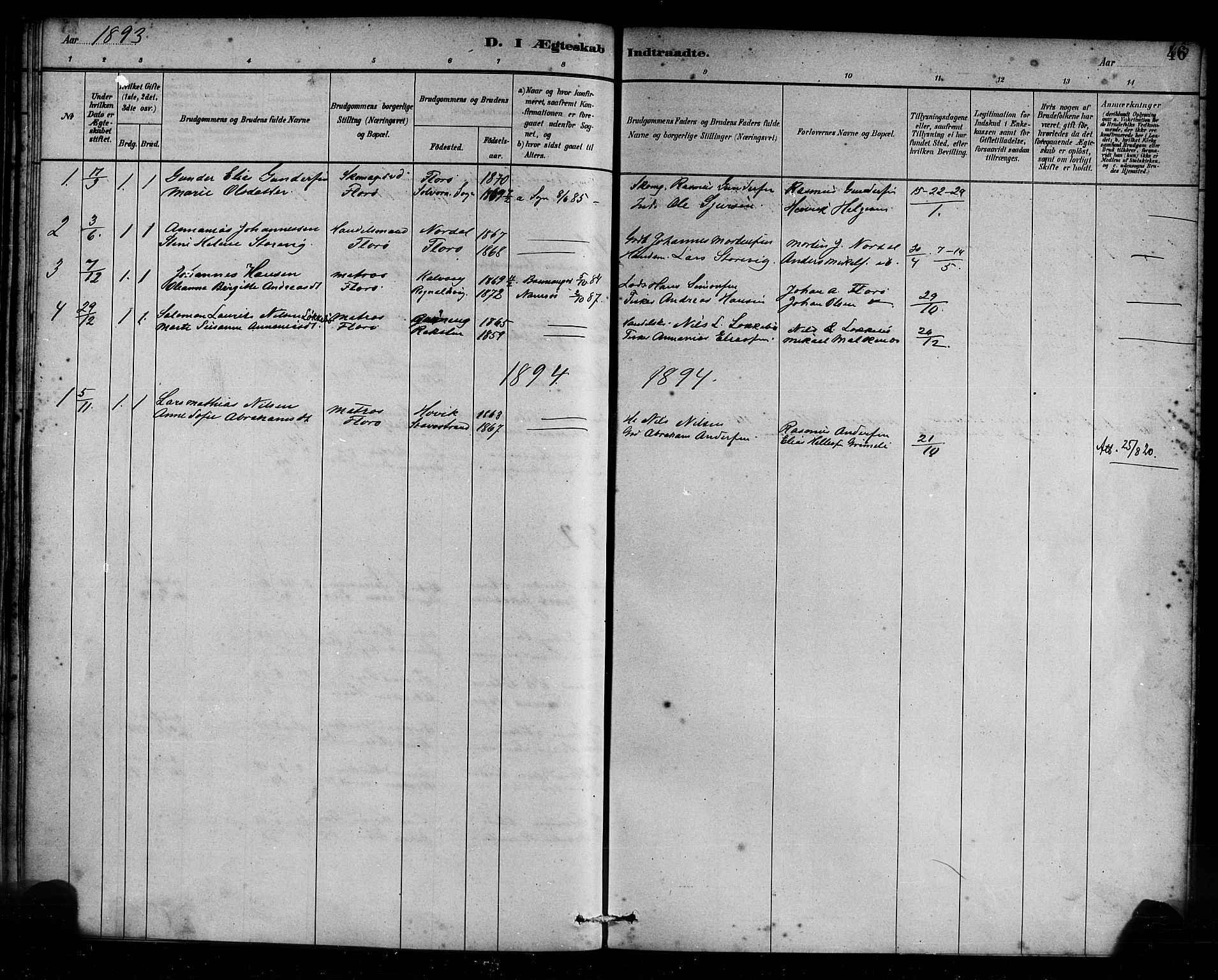 Kinn sokneprestembete, AV/SAB-A-80801/H/Haa/Haac/L0001: Parish register (official) no. C 1, 1883-1894, p. 46