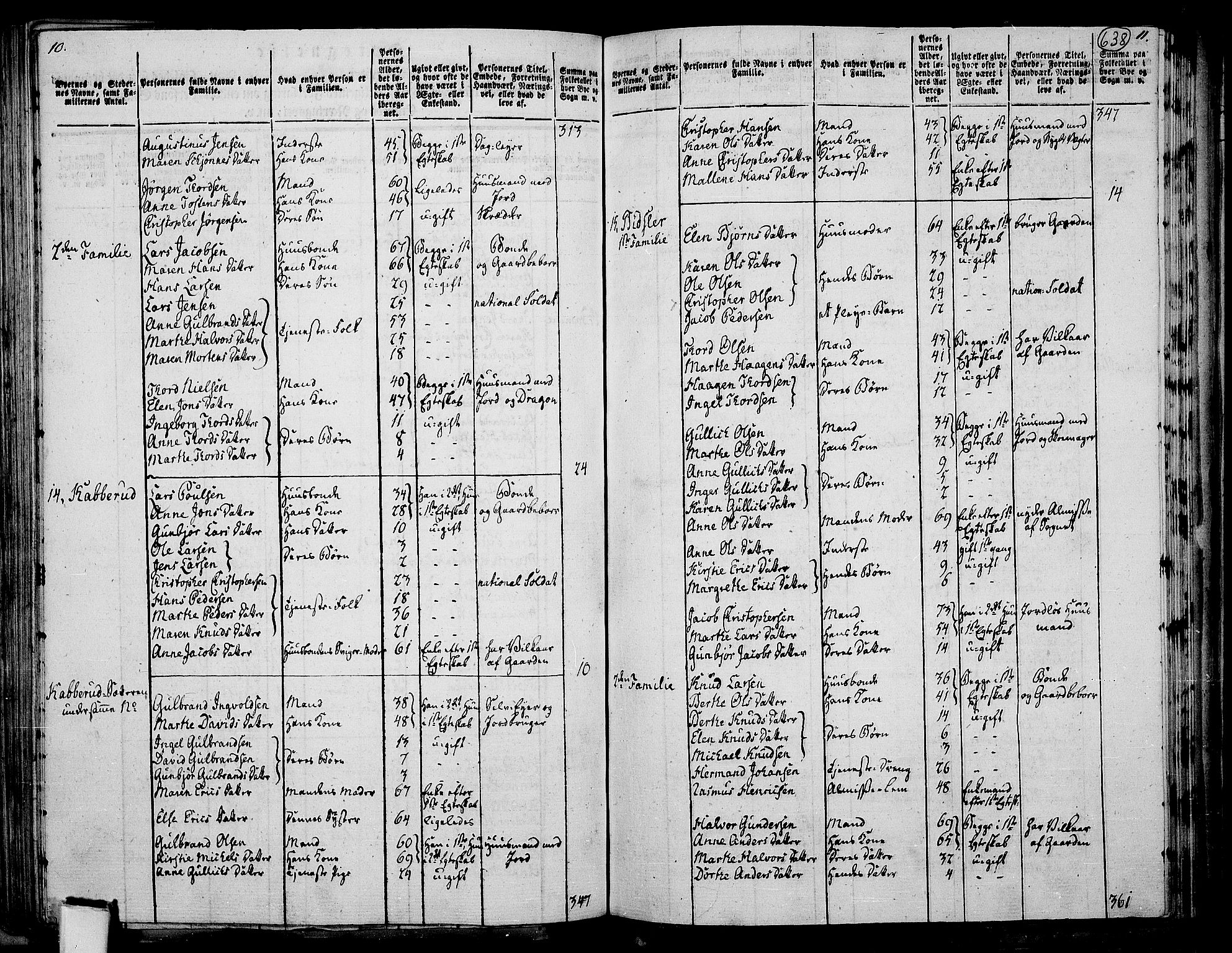 RA, 1801 census for 0238P Nannestad, 1801, p. 637b-638a