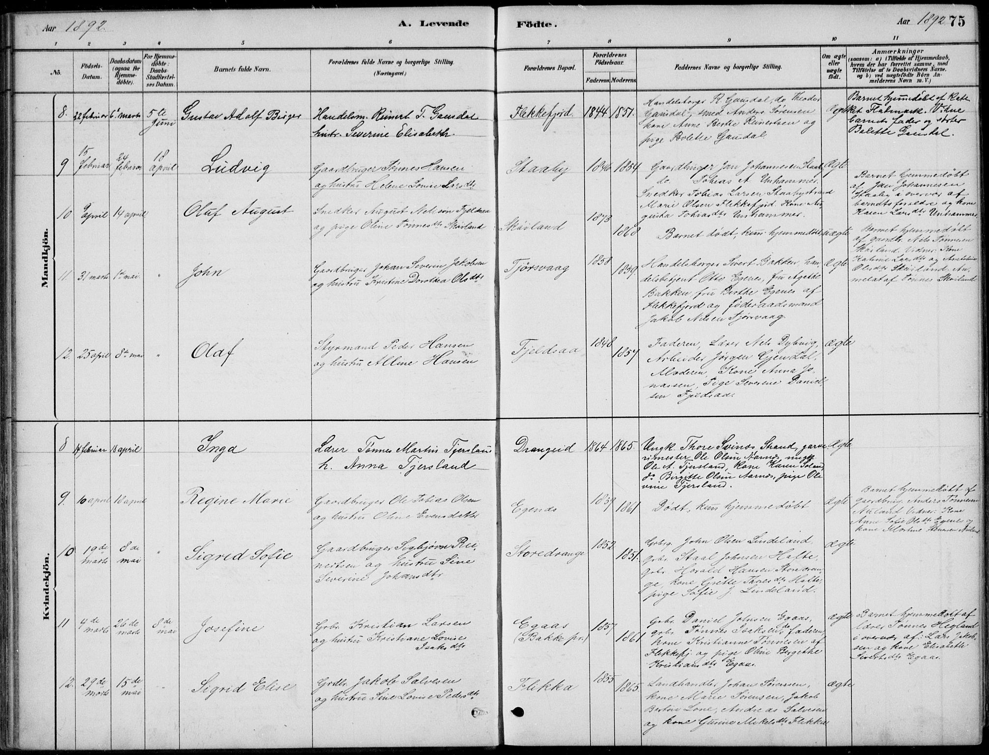 Flekkefjord sokneprestkontor, AV/SAK-1111-0012/F/Fb/Fbc/L0007: Parish register (copy) no. B 7, 1880-1902, p. 75