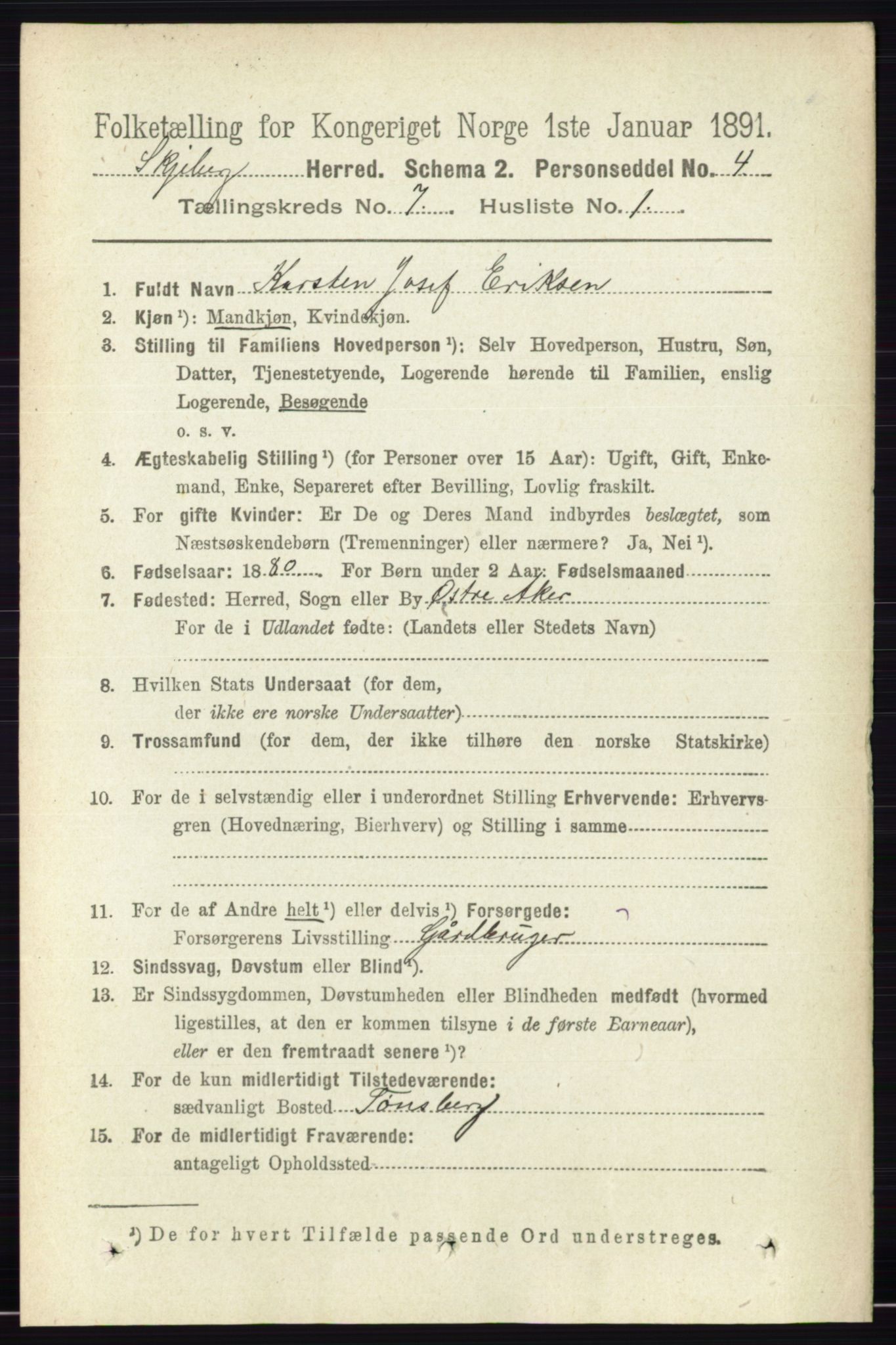 RA, 1891 census for 0115 Skjeberg, 1891, p. 3430