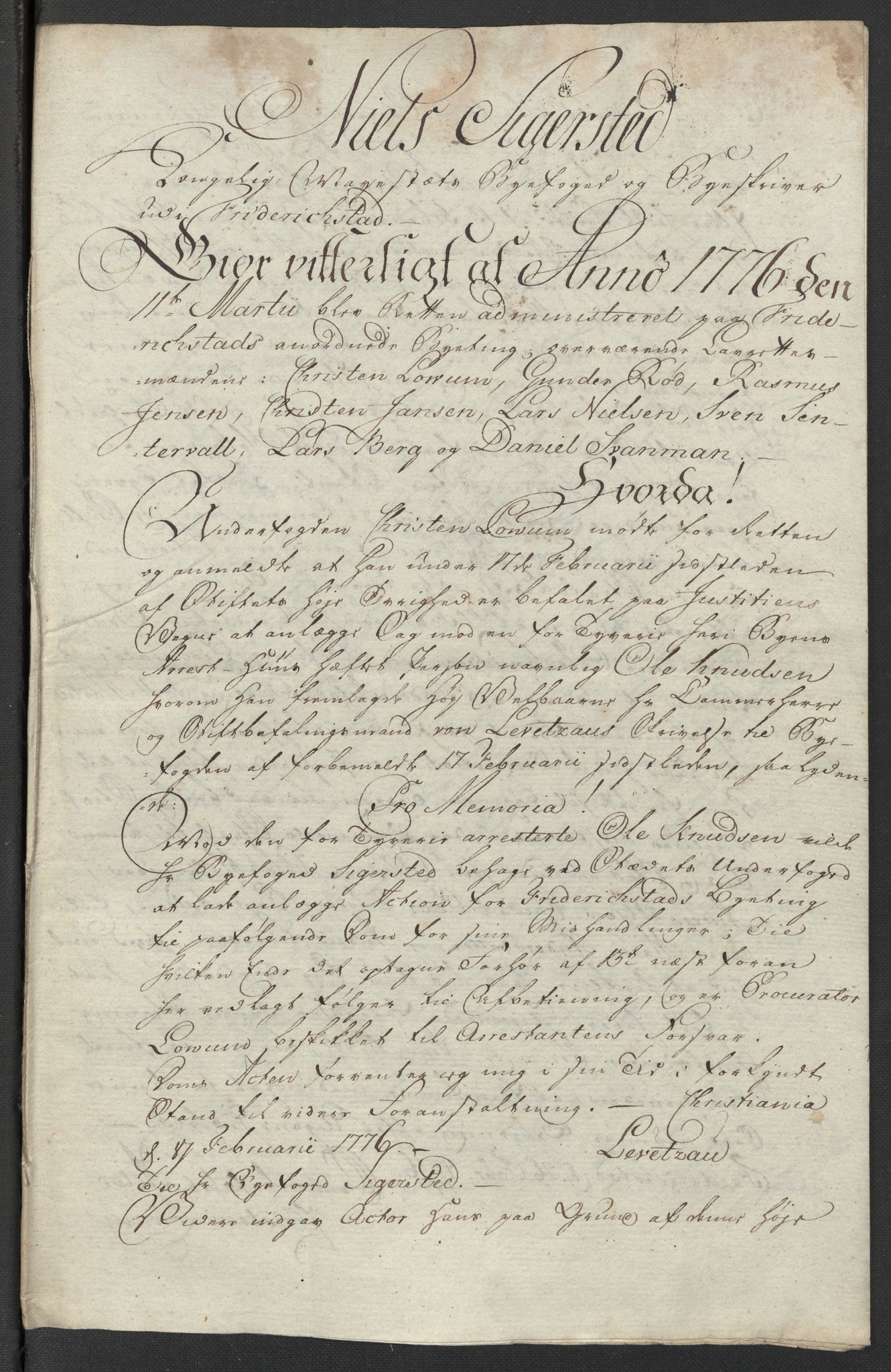 Kristiania stiftamt, SAO/A-10386/G/Gm/L0011: Domsakter og forhør, 1776, p. 546