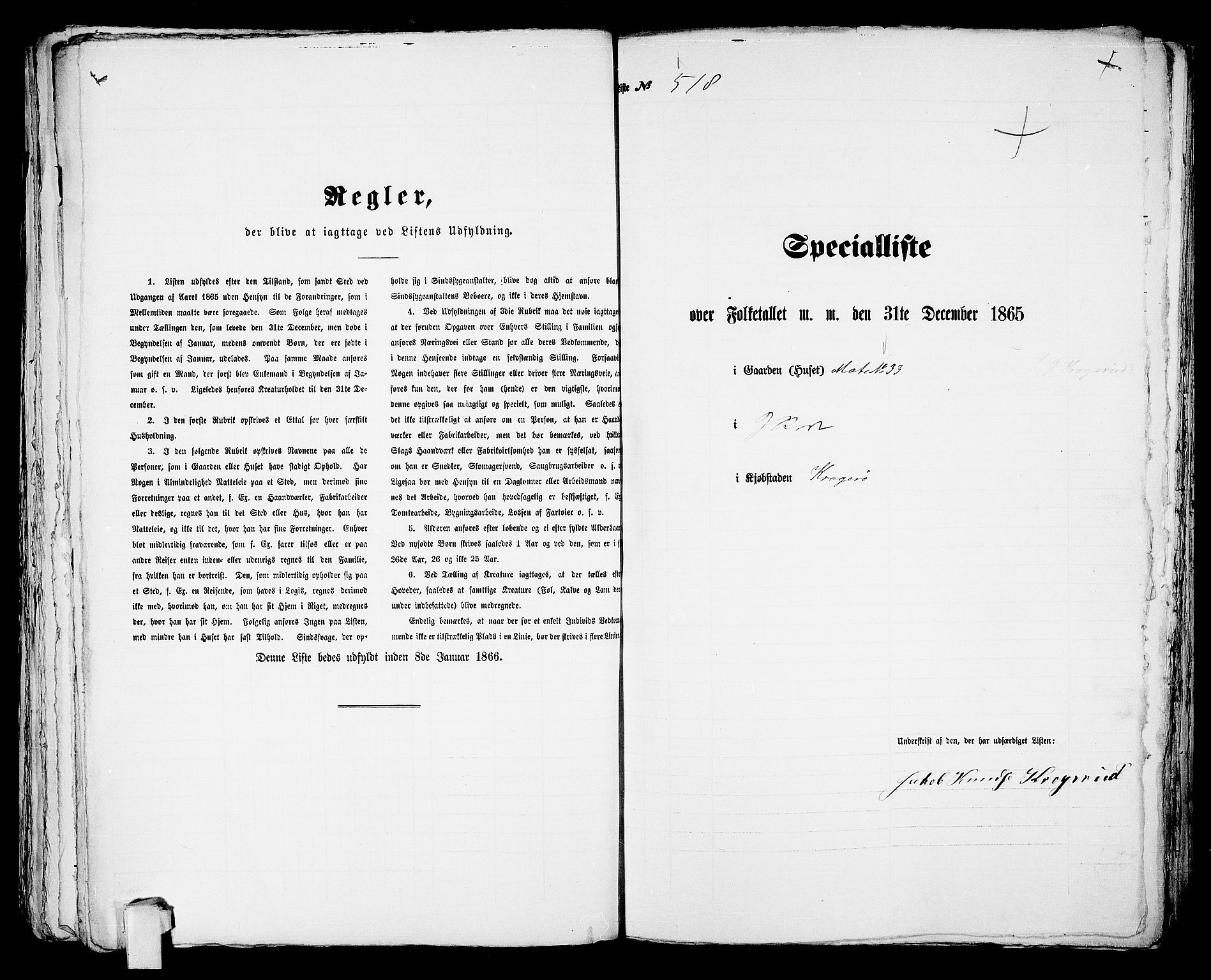 RA, 1865 census for Kragerø/Kragerø, 1865, p. 1052